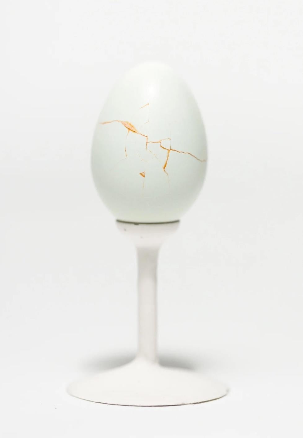 "Fault Lines: Bantam #B10", Found Object Sculpture, Egg Motif - Mixed Media Art by Katie VanVliet