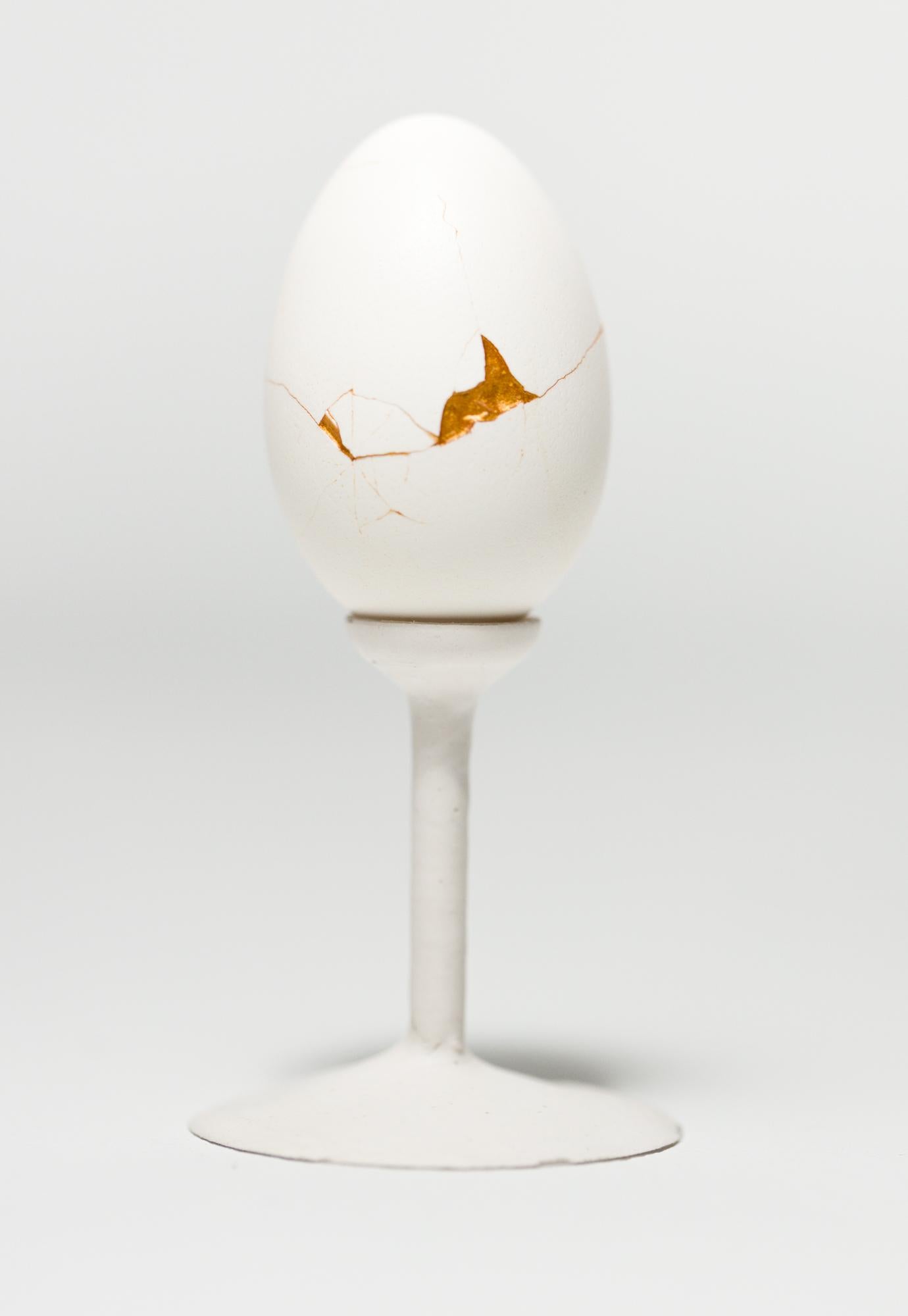 "Fault Lines: Bantam #B5", Found Object Sculpture, Egg Motif - Mixed Media Art by Katie VanVliet