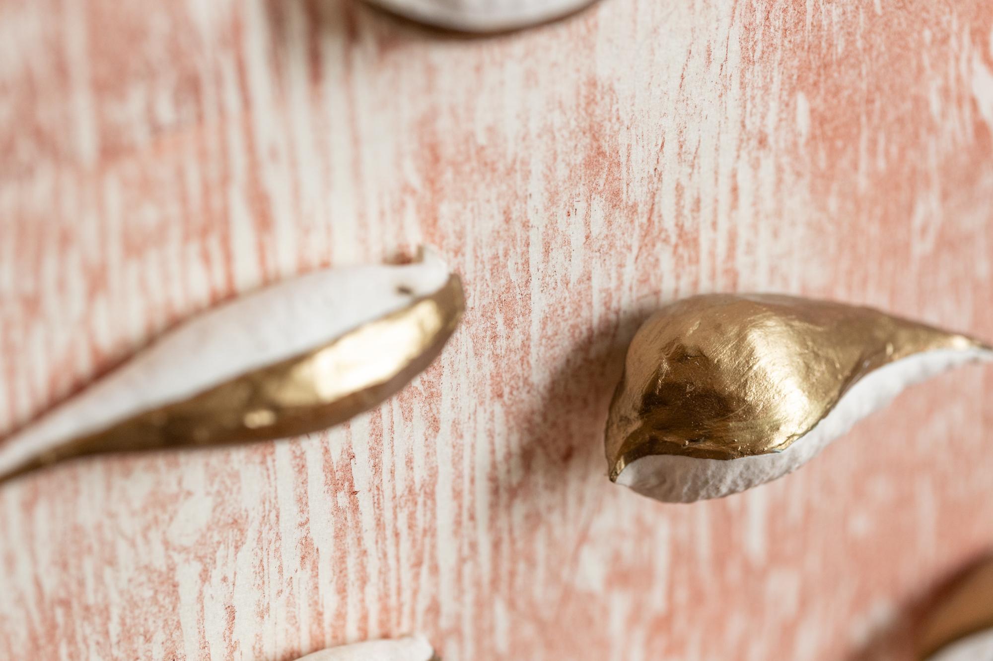 Ten Milkweed Pods - Beige Abstract Print by Katie VanVliet