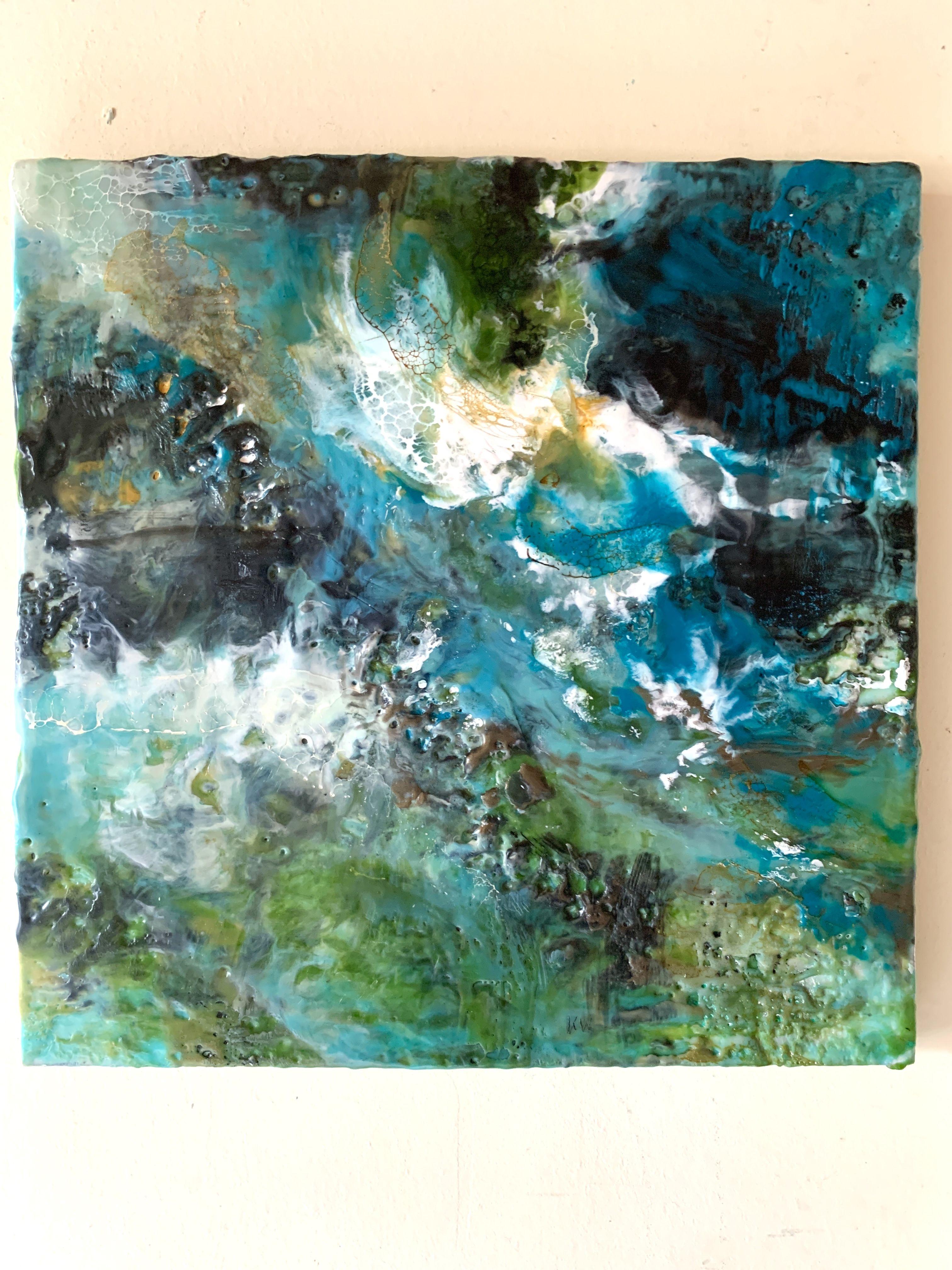 Olas III, Técnica mixta sobre panel de madera en venta 1
