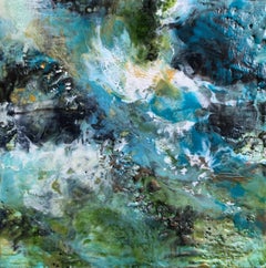 Olas III, Técnica mixta sobre panel de madera