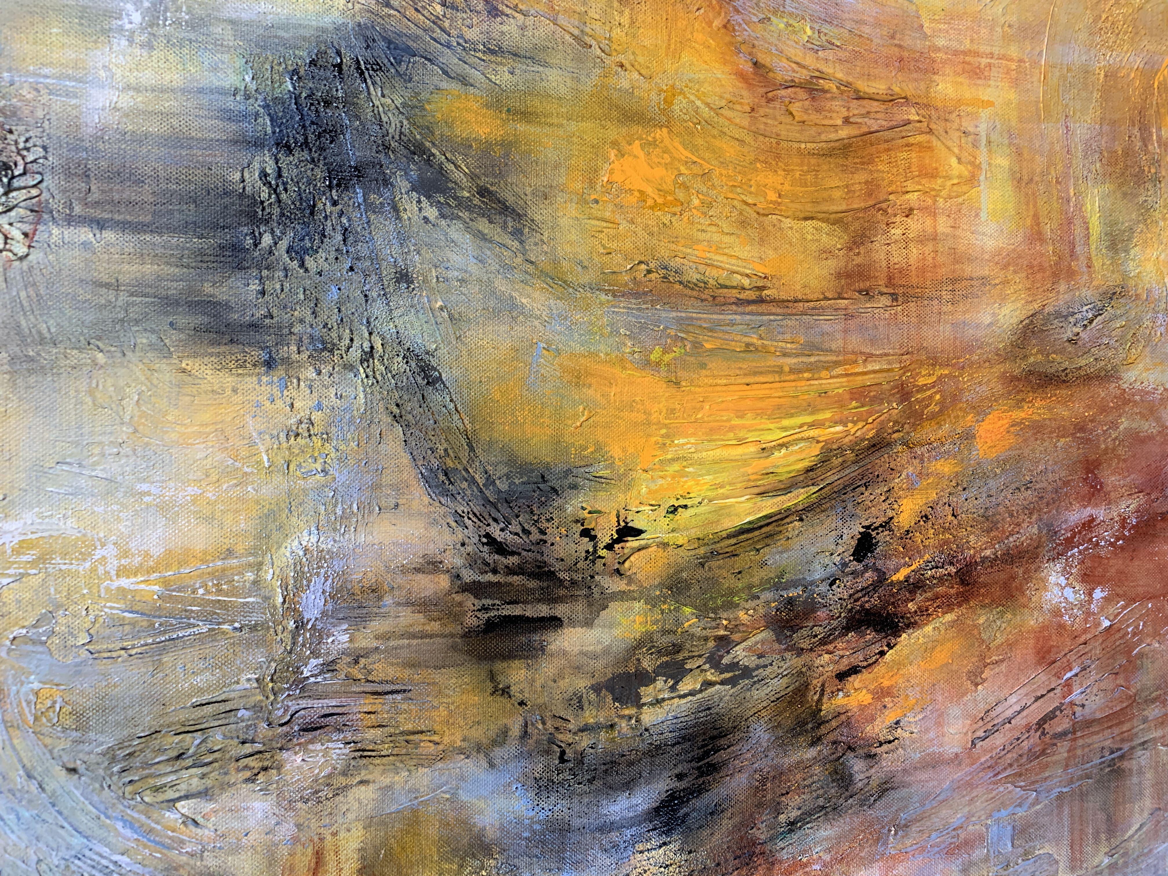 Elemental IV, Painting, Acrylic on Canvas - Brown Abstract Painting by Katja Wittmer