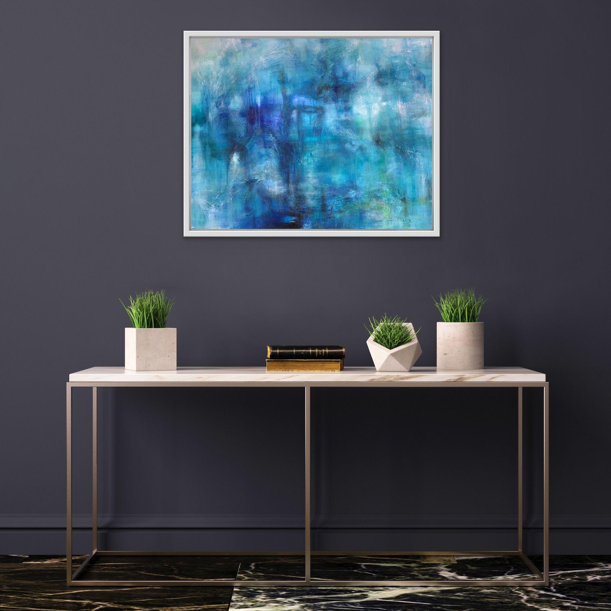 Lush colours merging together weaving a pattern, a textured story. A composition of acrylic paint, plaster, sand and pastels, inspired by a summerâ€™s afternoon walk. Exploring an intense, yet playful way how colours create light and shadows while