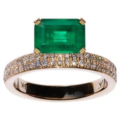 KATKIM Floating 1.84 ct Emerald Ring in 18K Yellow Gold