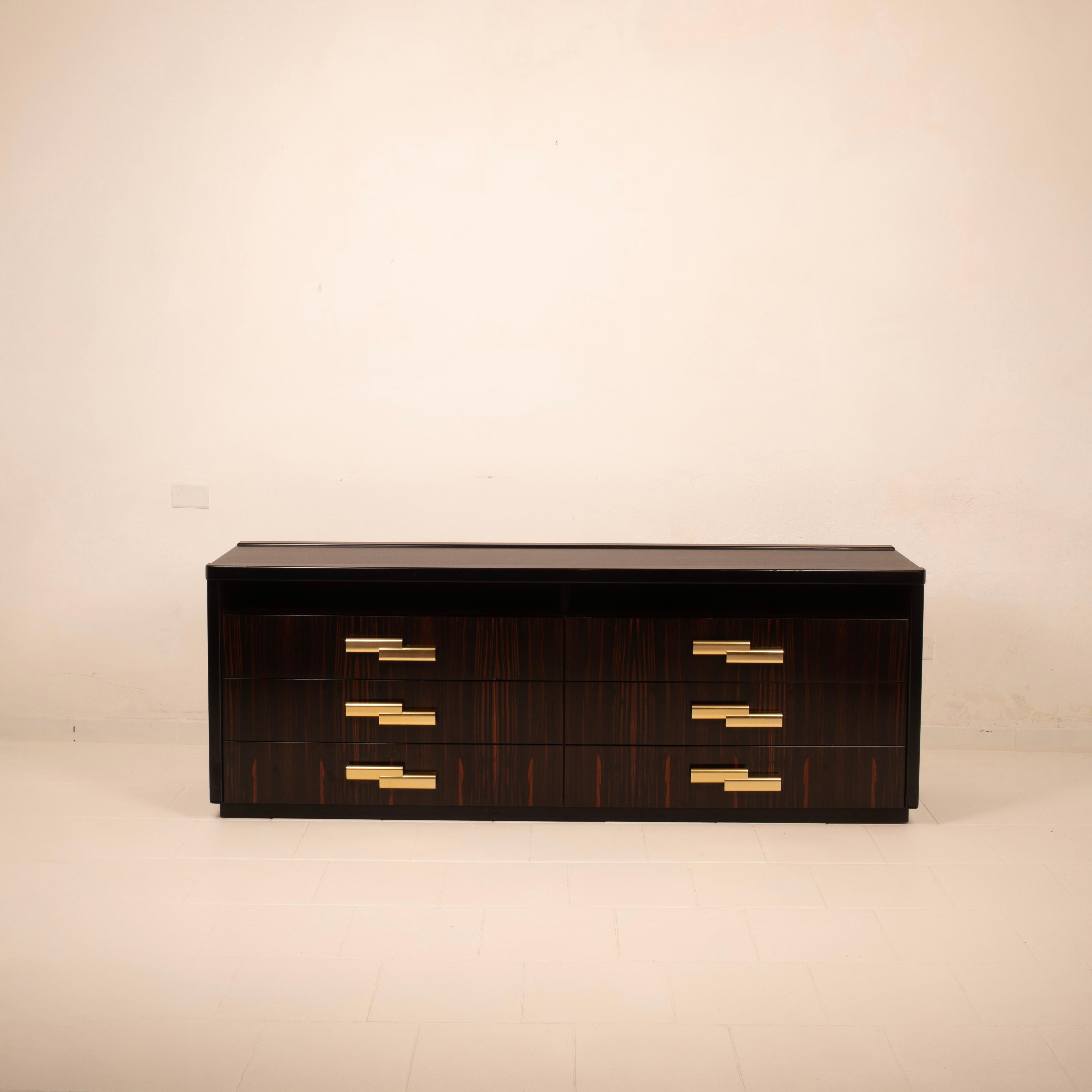 Brutalismo Katline Macassar Sideboard, Adalberto Caraceni for Modernindustria 1970 in vendita