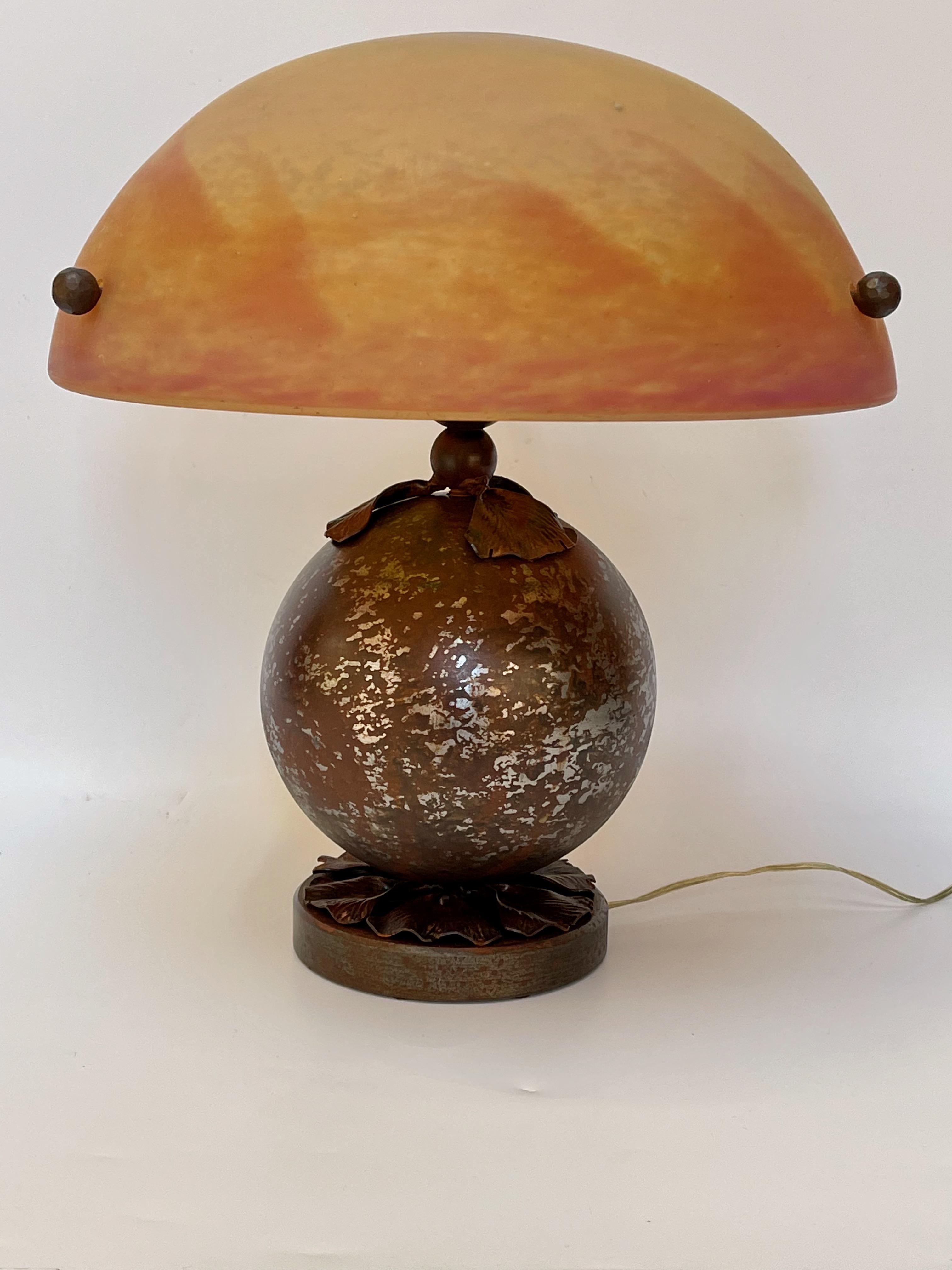 French Katona and Daum Nancy Art Deco Lamp For Sale