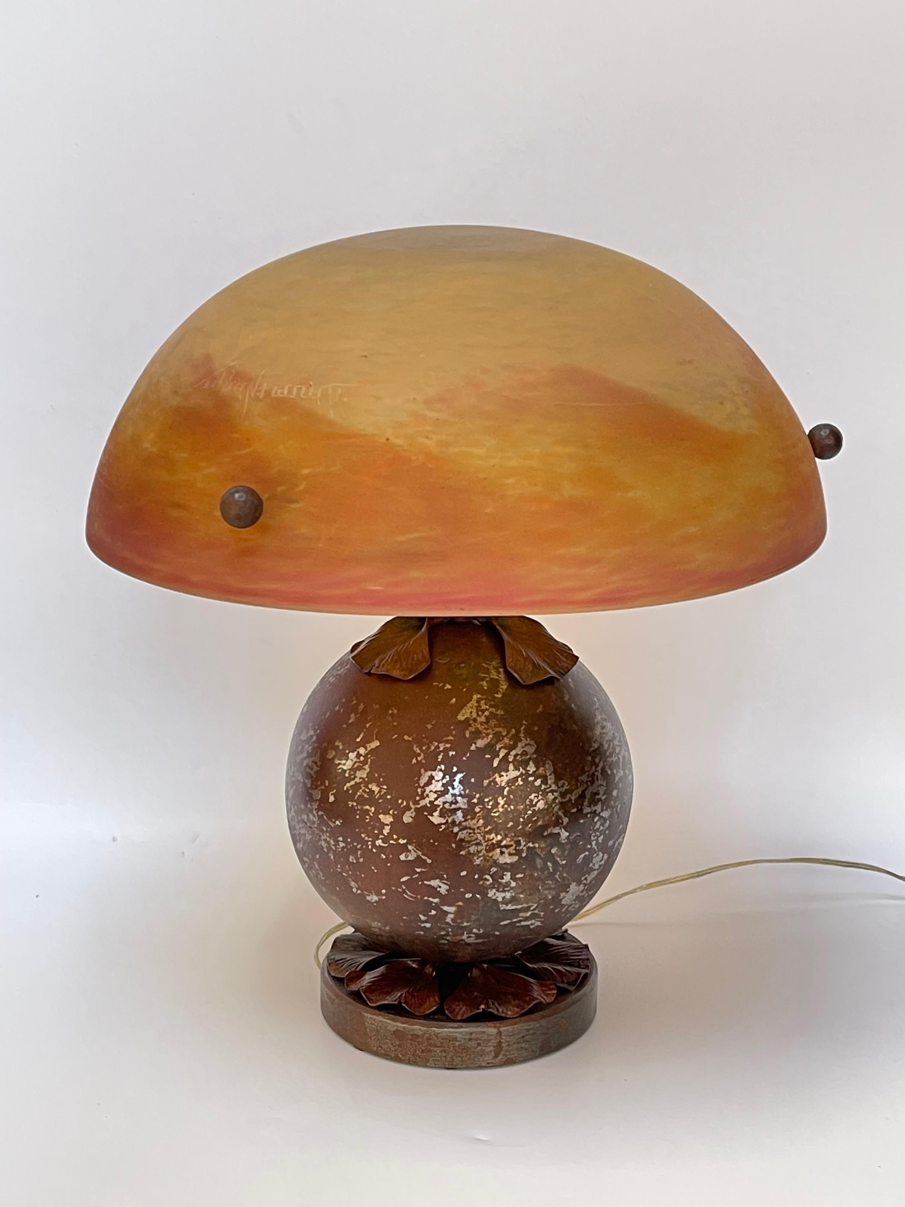 Katona and Daum Nancy Art Deco Lamp In Excellent Condition For Sale In NANTES, FR