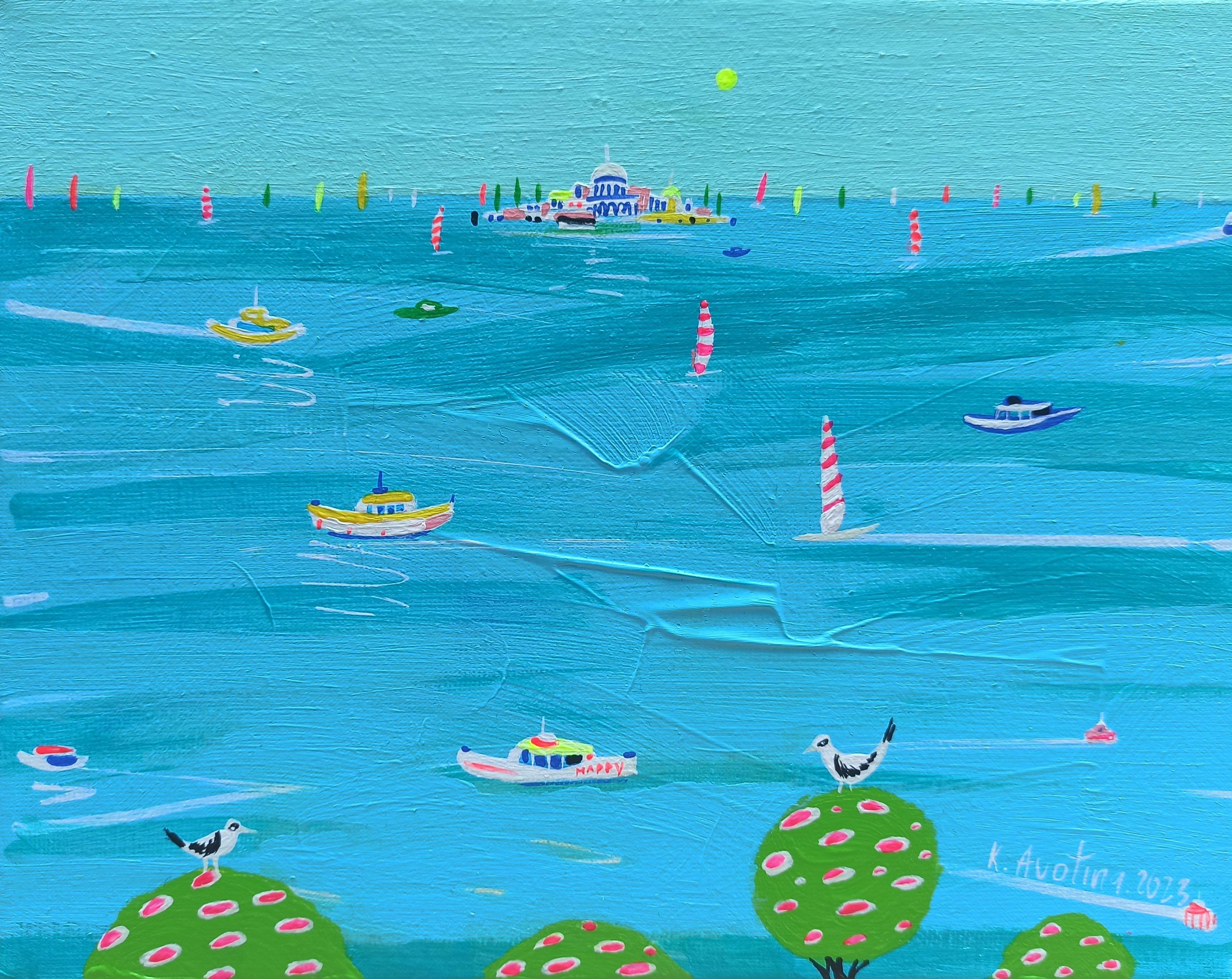 Isola Santa, tecnica mista su tela - Mixed Media Art di Katrina Avotina