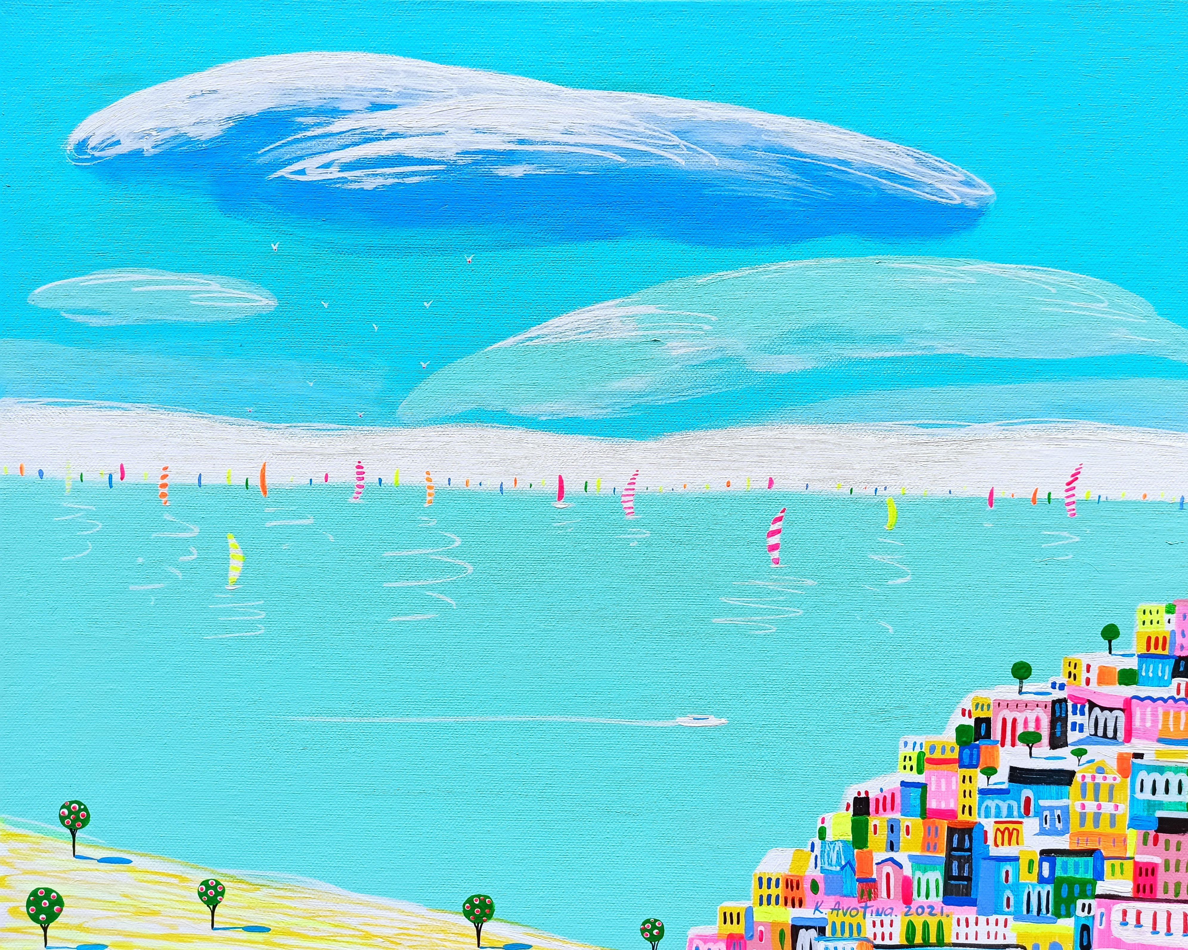 A Warm Summer's Day, Gemälde, Acryl auf Leinwand – Painting von Katrina Avotina