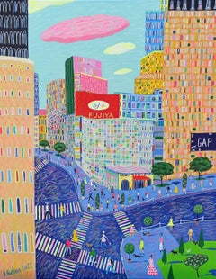 Charming Streets Of Tokyo, Painting, Acrylic on Canvas