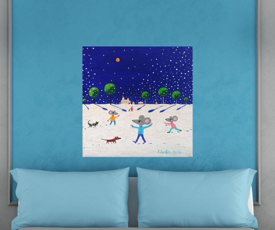 Gioia di Natale, Pittura, Acrilico su tela in vendita 2