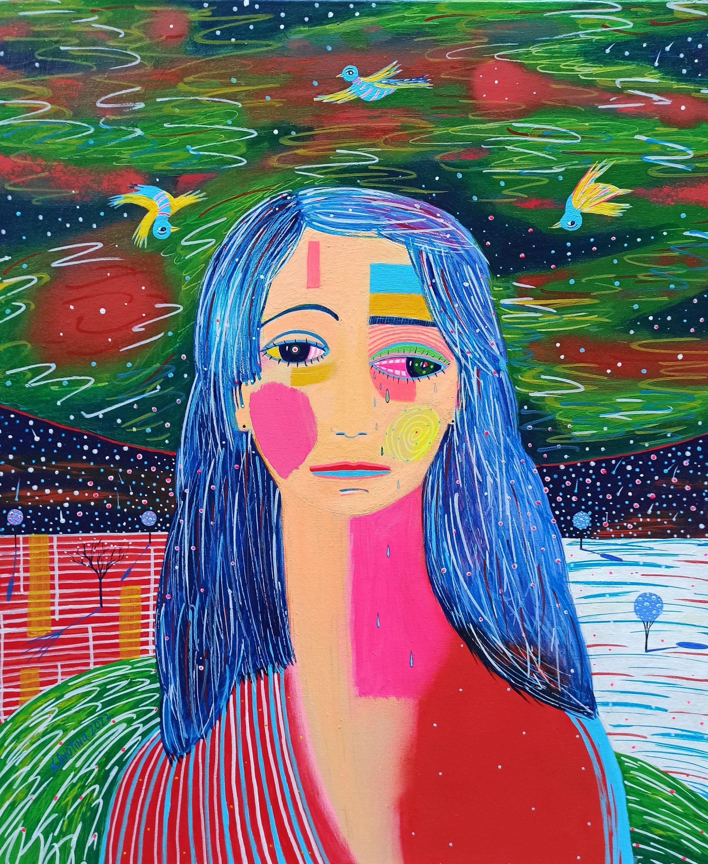 Daryna, peinture, acrylique sur toile - Painting de Katrina Avotina