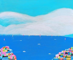 Destination Amalfi, peinture, acrylique sur toile