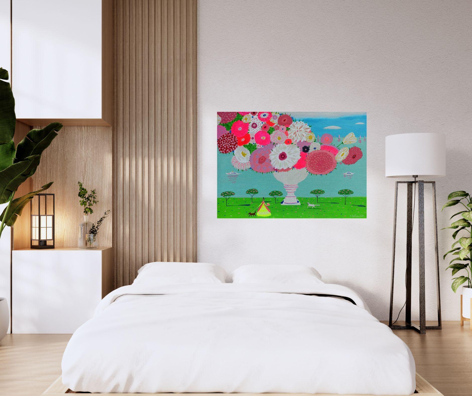 Il quadro ha una profondità di 2 cm e può essere appeso senza una cornice aggiuntiva, inoltre tutti i lati del quadro sono dipinti.    Il dipinto è firmato sul fronte e sul retro.    È incluso anche un certificato di autenticità firmato.   