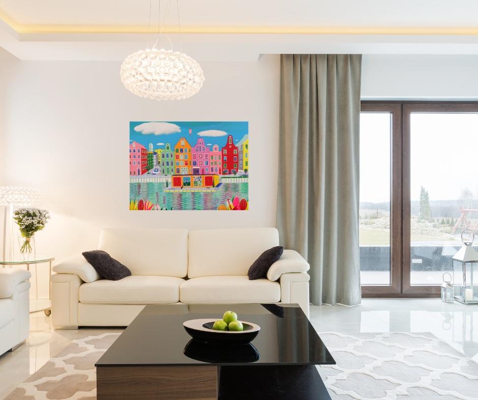 Josephine kommt in Amsterdam an, Gemälde, Acryl auf Leinwand (Sonstige Kunststile), Painting, von Katrina Avotina