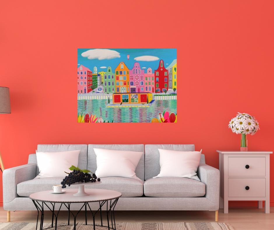 Josephine kommt in Amsterdam an, Gemälde, Acryl auf Leinwand im Angebot 1