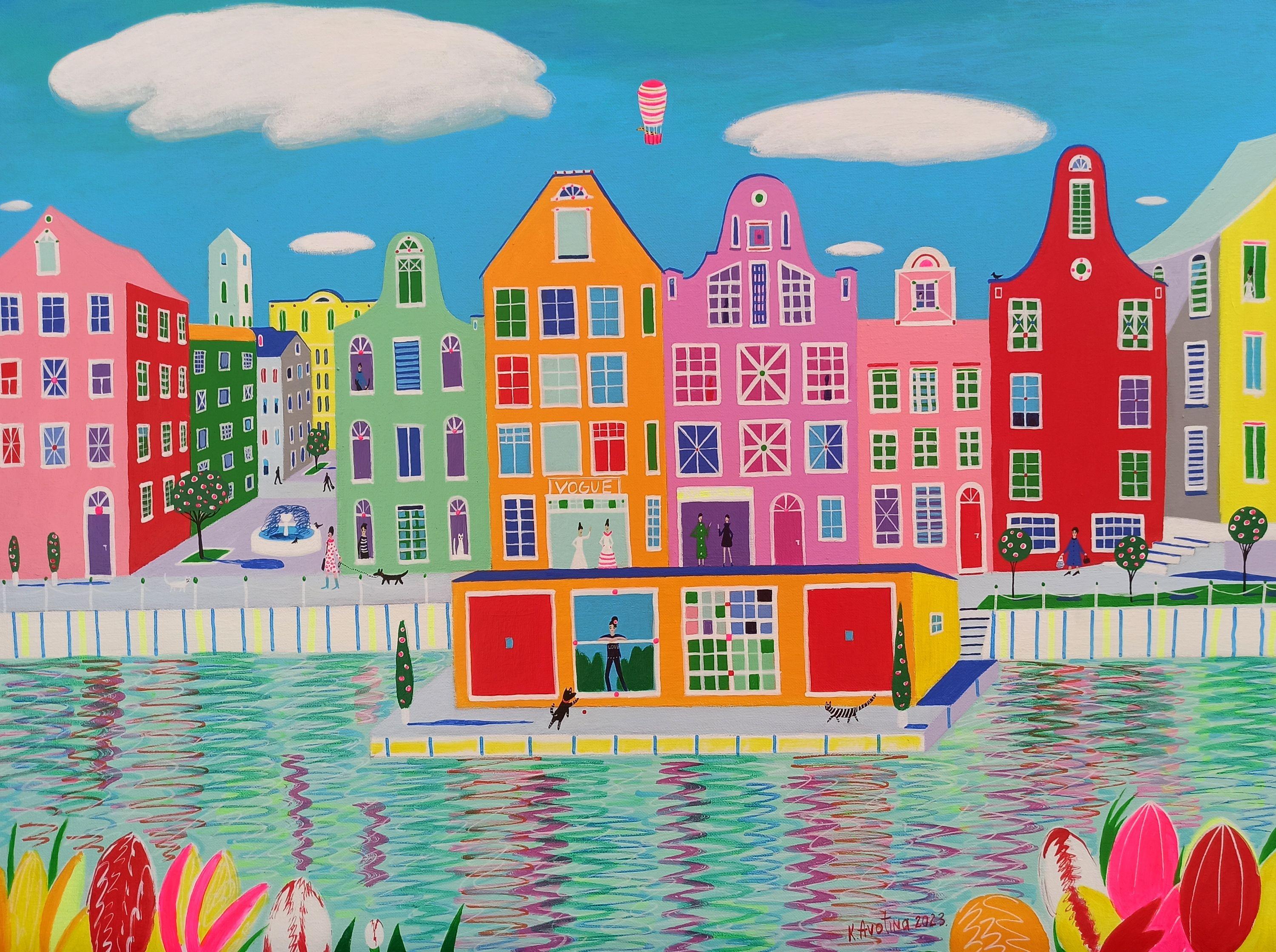 Josephine kommt in Amsterdam an, Gemälde, Acryl auf Leinwand