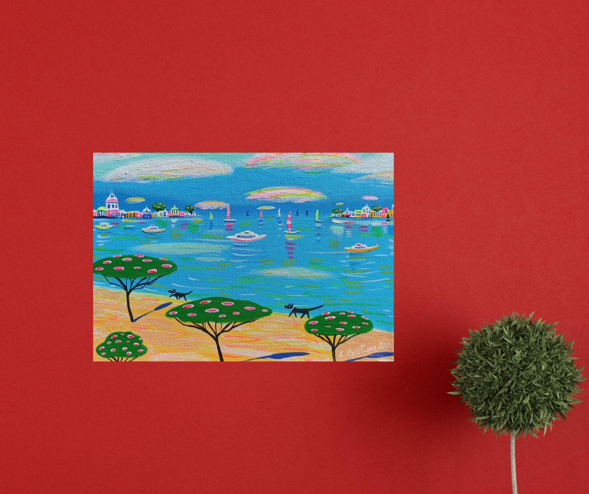 Il quadro ha una profondità di 2 cm e può essere appeso senza una cornice aggiuntiva, inoltre tutti i lati del quadro sono dipinti.    Il dipinto è firmato sul fronte e sul retro. È incluso anche un certificato di autenticità firmato.    Materiali: