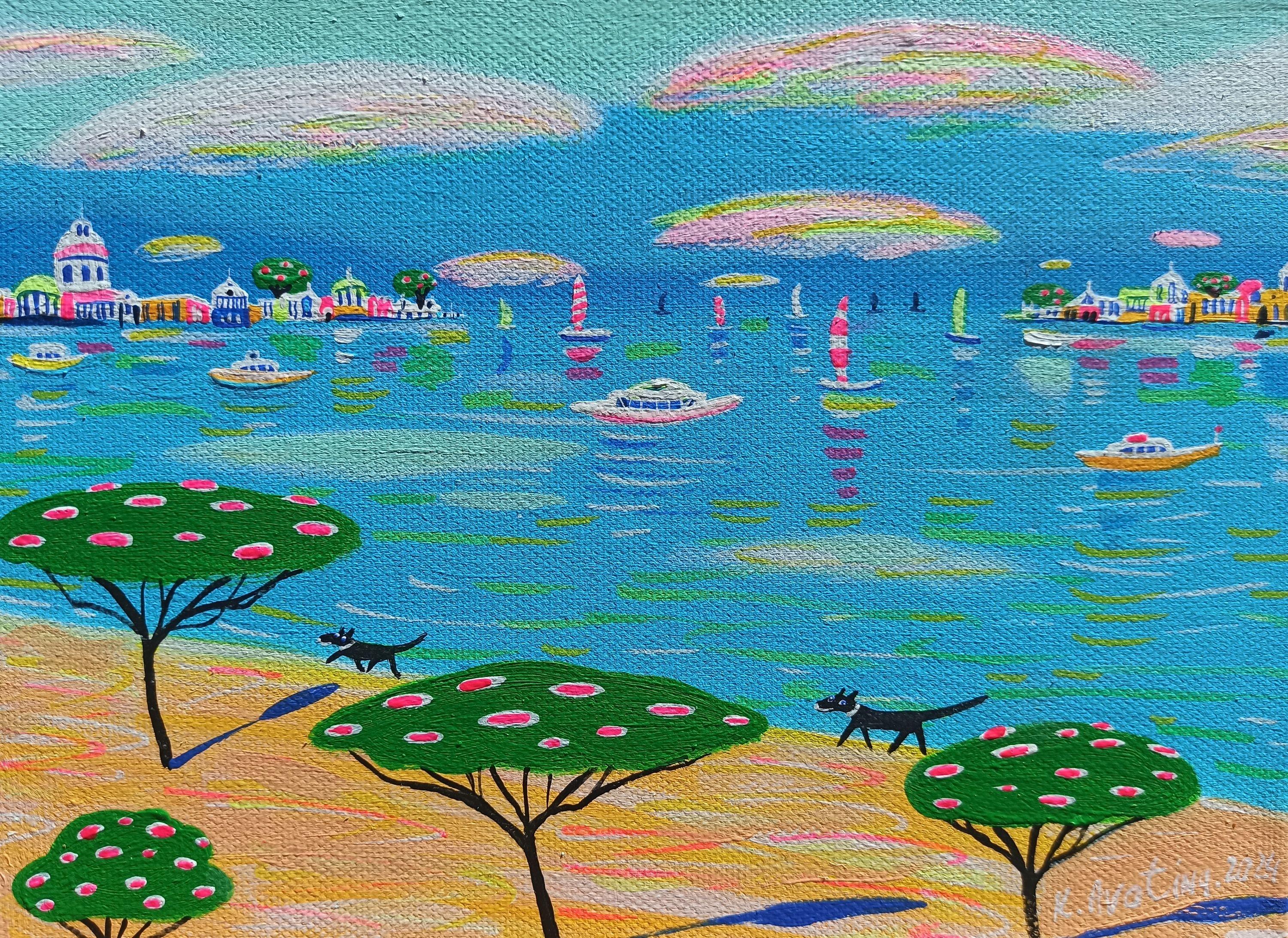 Melodie del mare, Pittura, Acrilico su tela - Painting di Katrina Avotina
