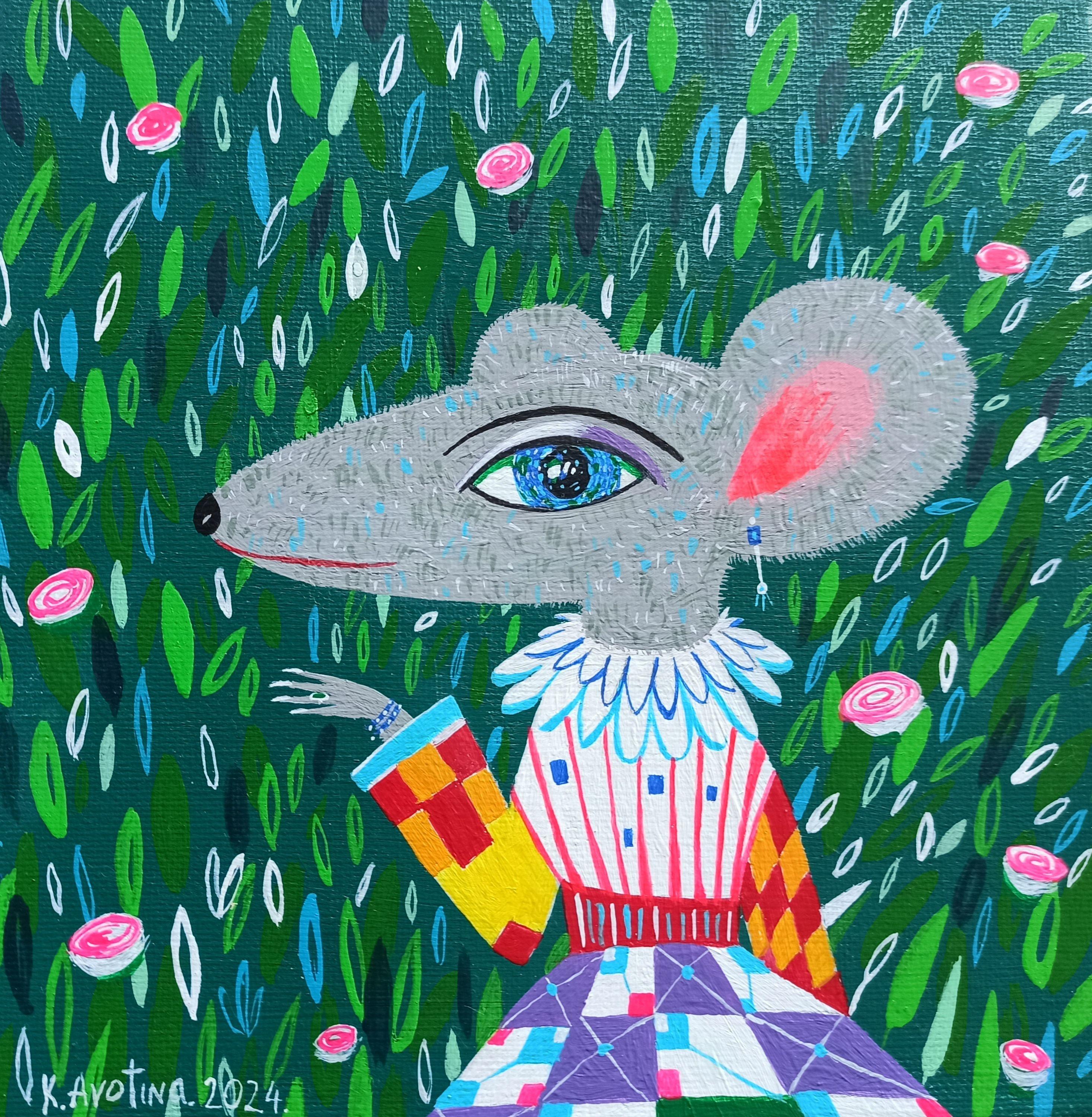 Miley, peinture, acrylique sur toile - Painting de Katrina Avotina