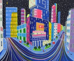 « The City Never Sleeps », peinture à l'acrylique sur toile