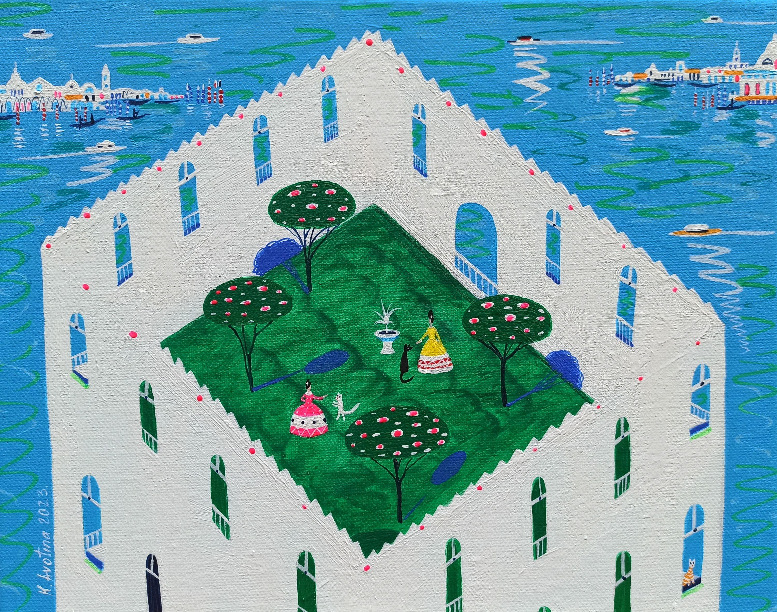 Il giardino segreto, Pittura, Acrilico su tela - Painting di Katrina Avotina