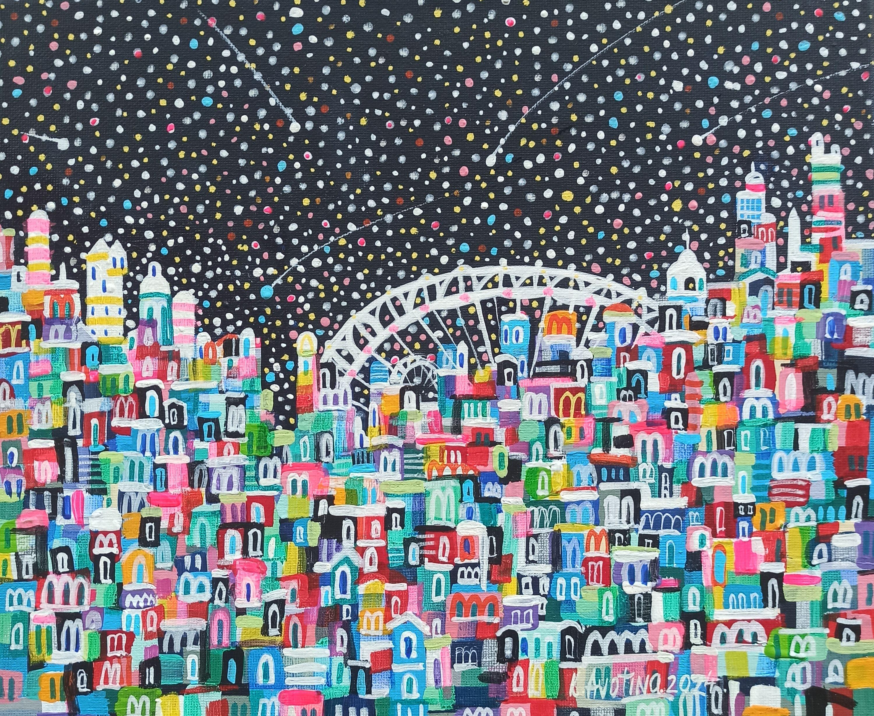 Il ponte d'argento, Pittura, Acrilico su tela - Painting di Katrina Avotina
