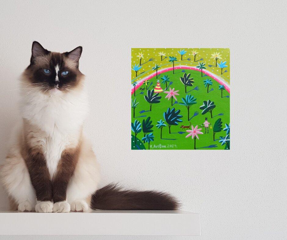 Il quadro ha una profondità di 2 cm e può essere appeso senza una cornice aggiuntiva, inoltre tutti i lati del quadro sono dipinti.    Il dipinto è firmato sul fronte e sul retro.    È incluso anche un certificato di autenticità firmato.   