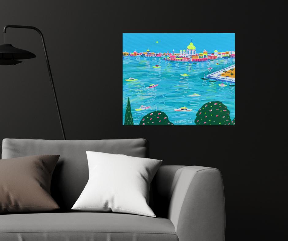 Venezianische Sonnenlichtträume, Gemälde, Acryl auf Leinwand im Angebot 1