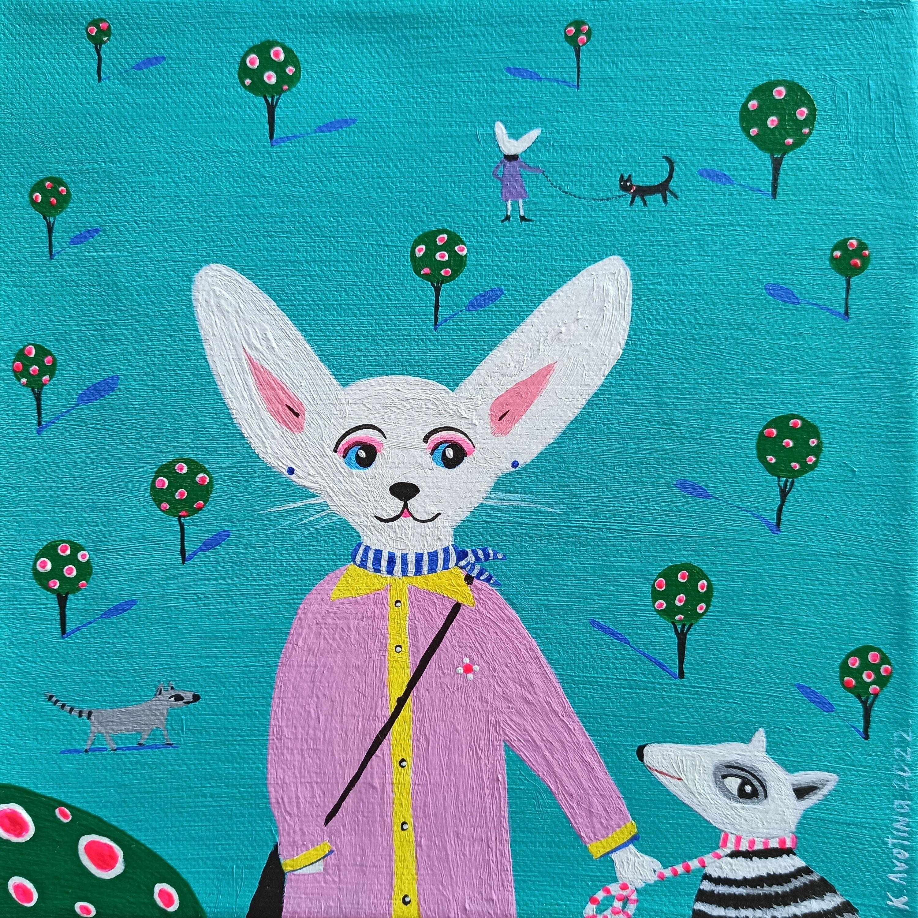 Sei la mia migliore amica, Beatrice!, Pittura, Acrilico su tela - Painting di Katrina Avotina