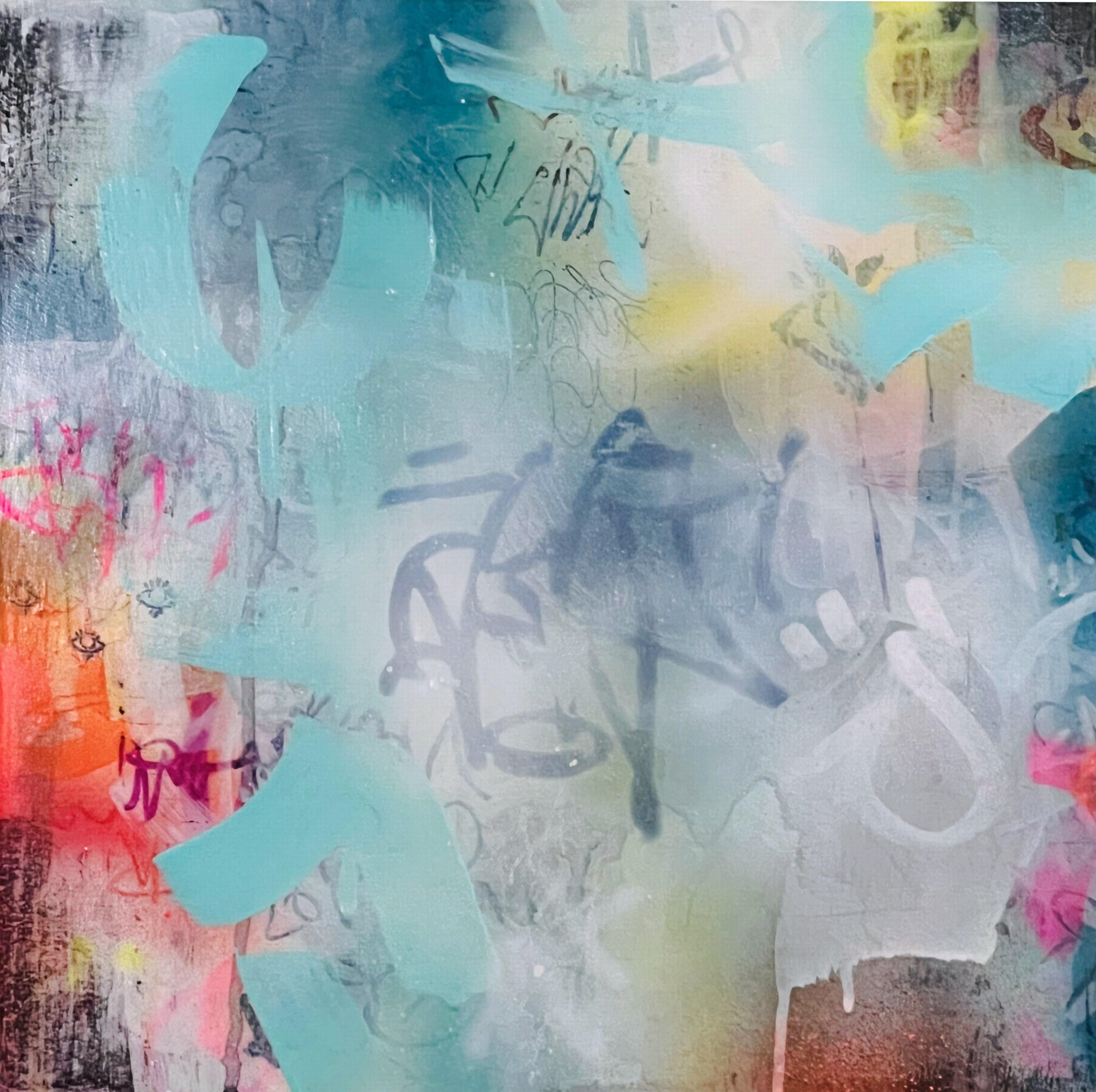 Katrina Revenaugh Abstract Painting - Day Dream No. 5 (Abstract, Atmospheric, Blush, Contemporary, Gestural, Graffiti)