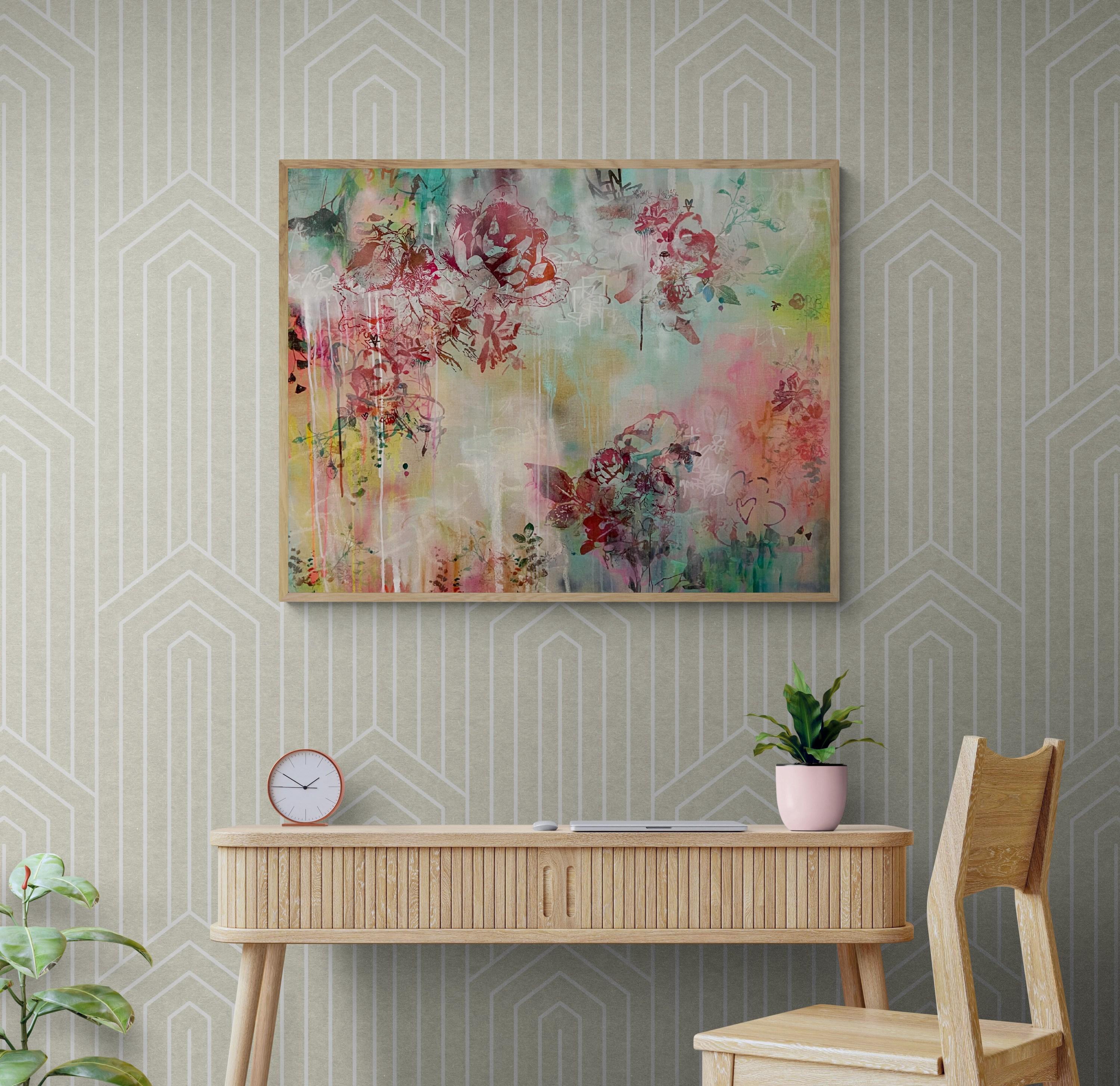 Bee Mindful No. 1 (Api, Lino belga, Blu, Botanica, Arte botanica) in vendita 11