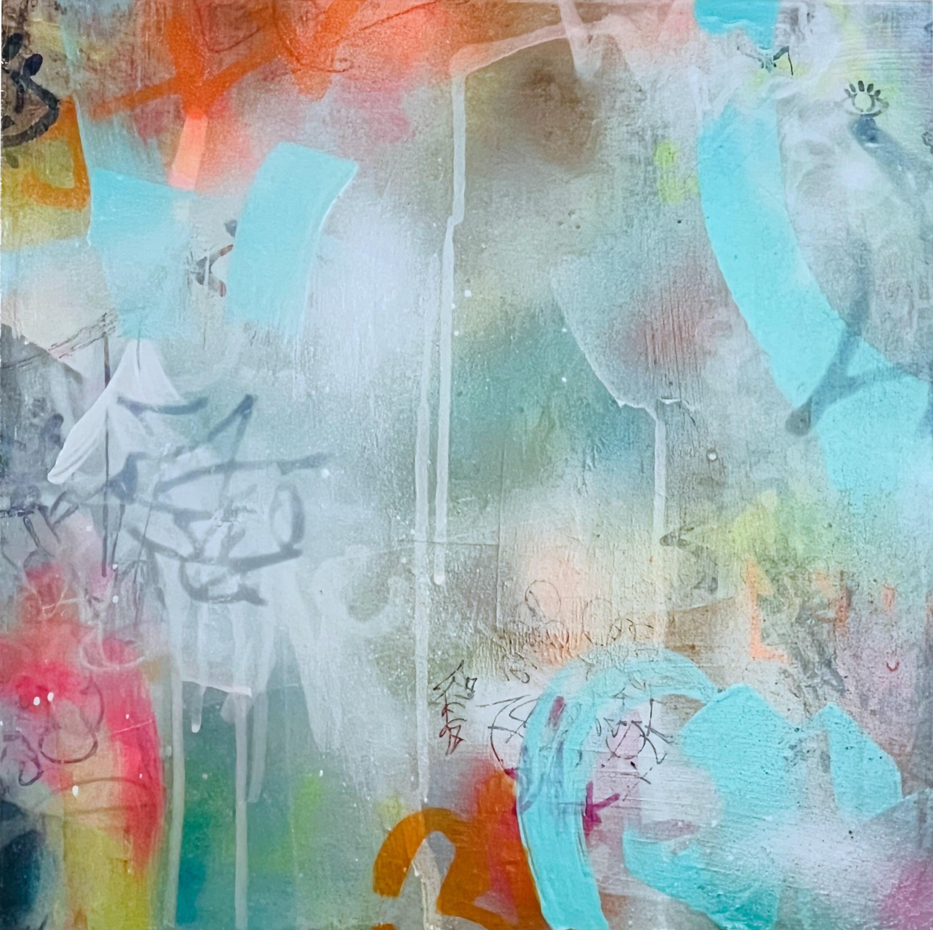Day Dream No. 6 (Abstract, Atmospheric, Blush, Contemporary, Gestural, Graffiti) - Painting by Katrina Revenaugh