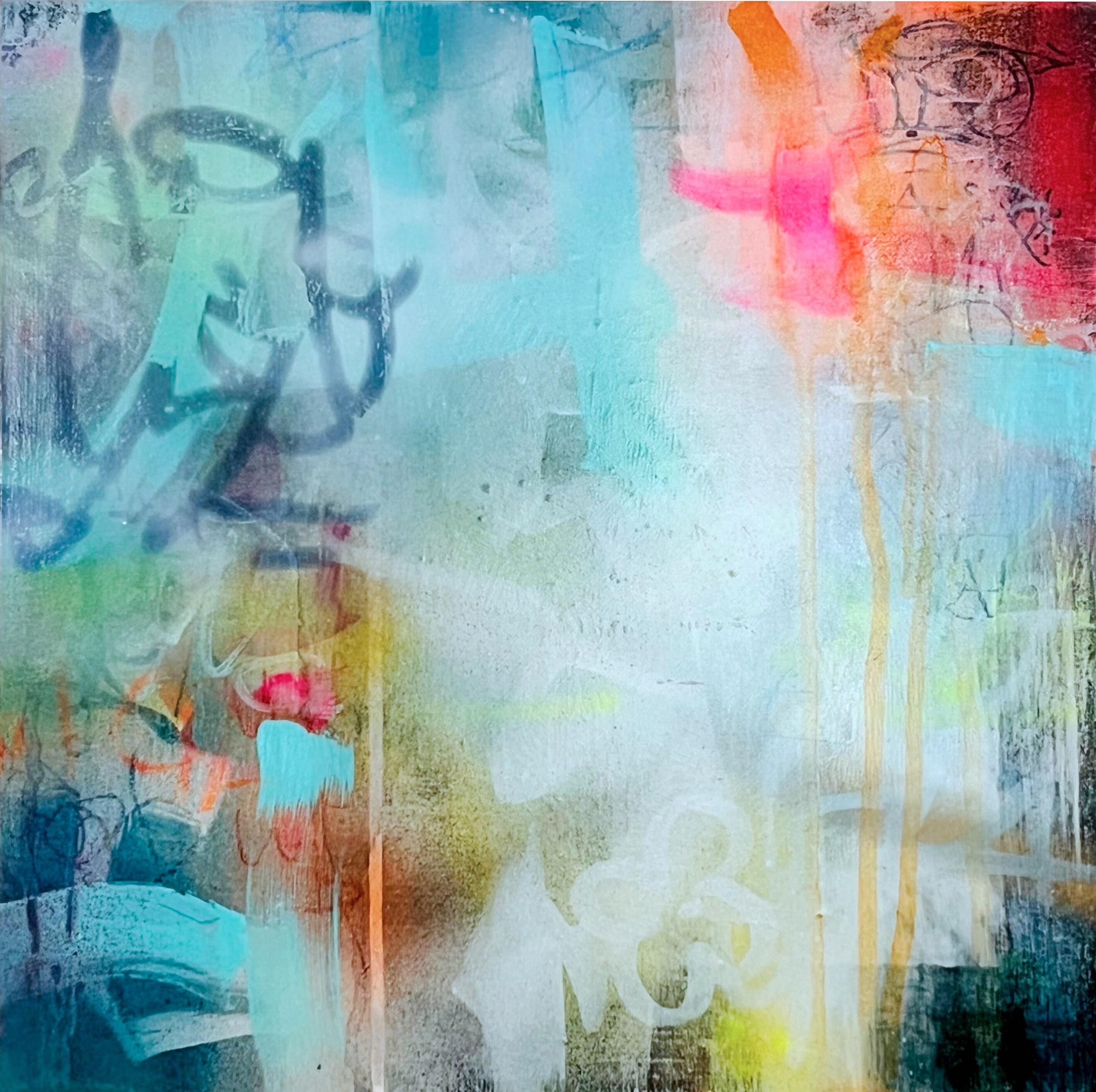 Katrina Revenaugh Abstract Painting - Day Dream No. 7 (Abstract, Atmospheric, Blush, Contemporary, Gestural, Graffiti)