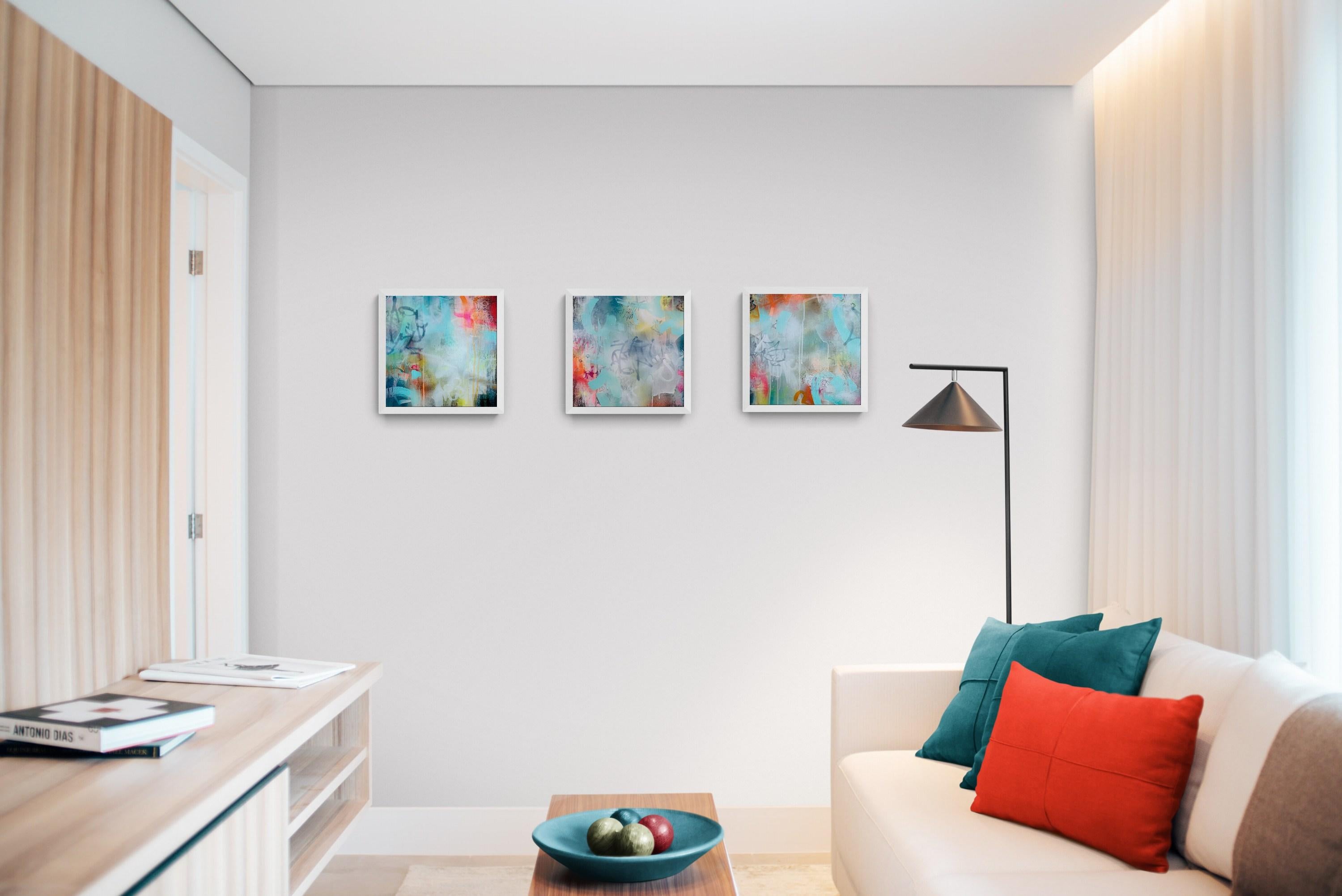 Day Dream Triptych (Abstract, Atmospheric, Blush, Contemporary, Gestural) For Sale 1