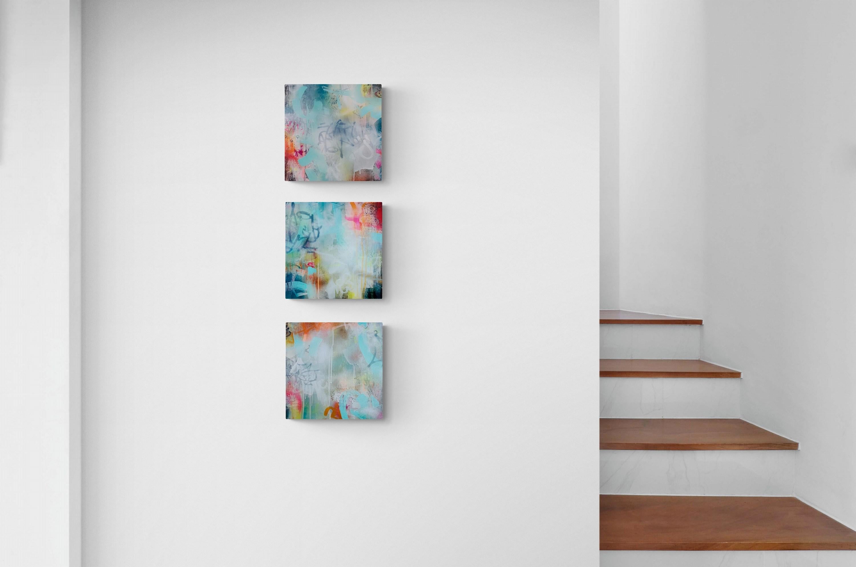Day Dream Triptych (Abstract, Atmospheric, Blush, Contemporary, Gestural) For Sale 2