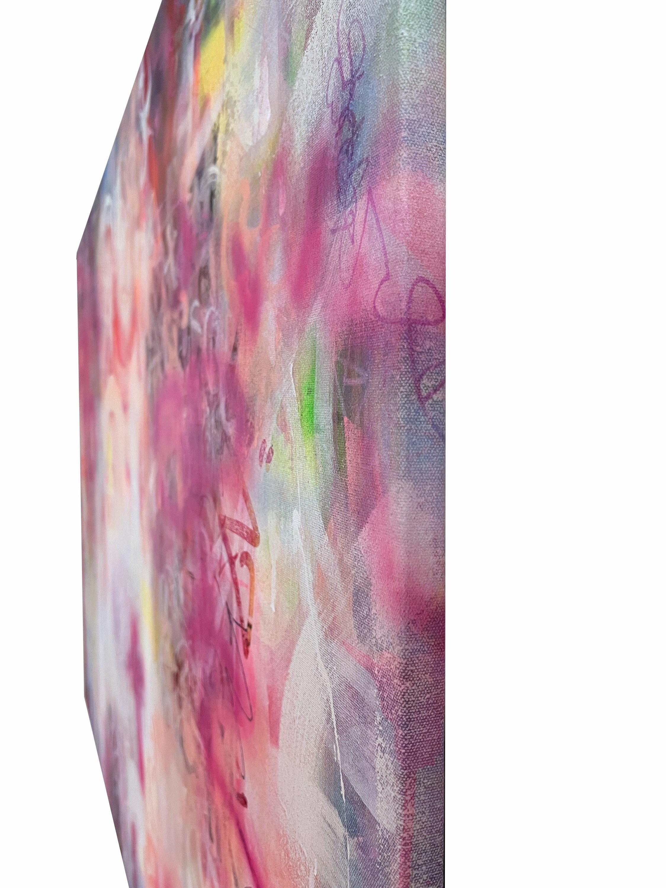 Lollipops & Rainbows (Abstrak, Blush, Colorful, Contemporary, Dreamy, Fun) – Painting von Katrina Revenaugh