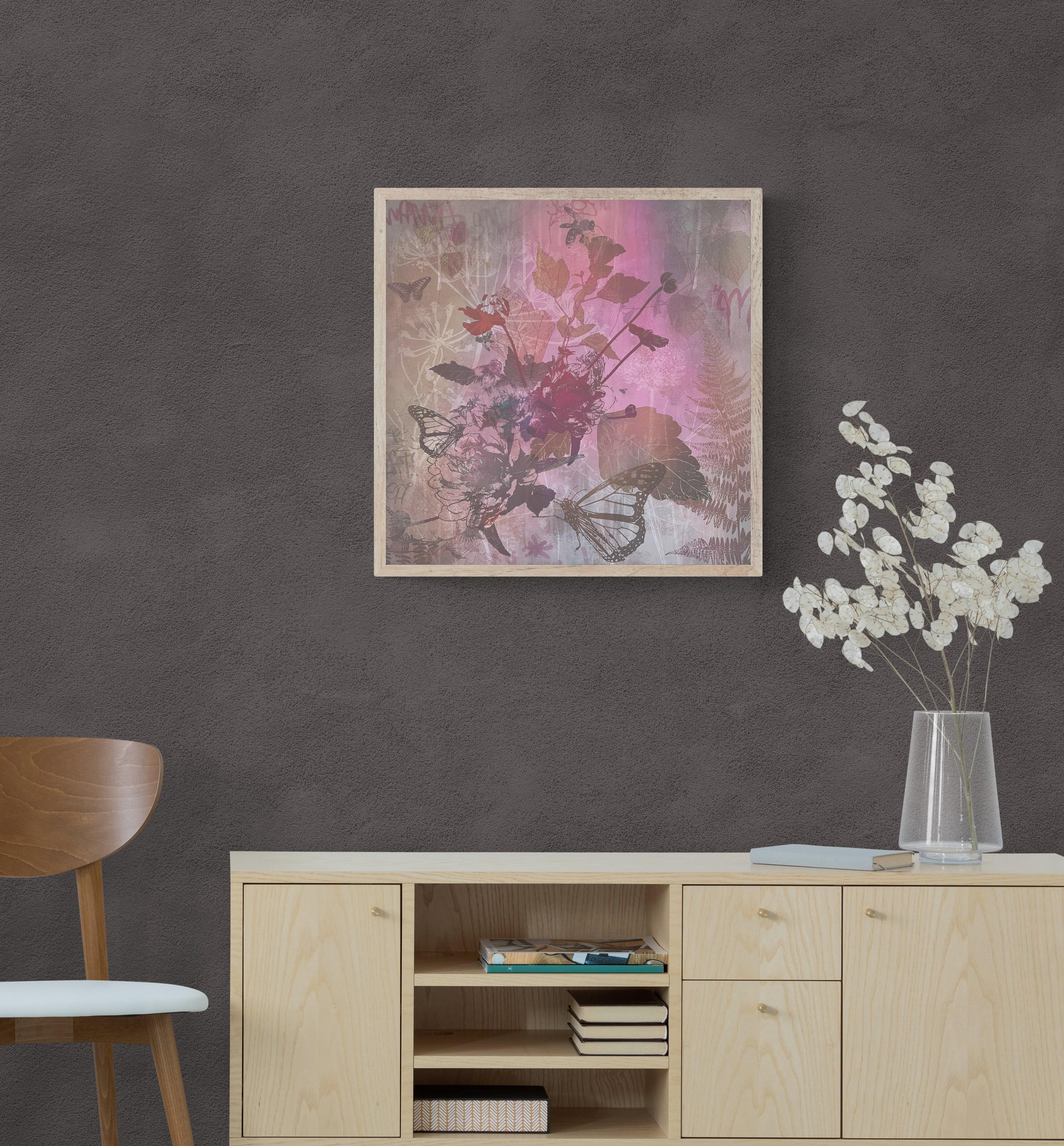 Gloria Matutina nº 2 (Abejas, Panel de abedul, Botánica, Mariposas, Floral, Oro) en venta 4