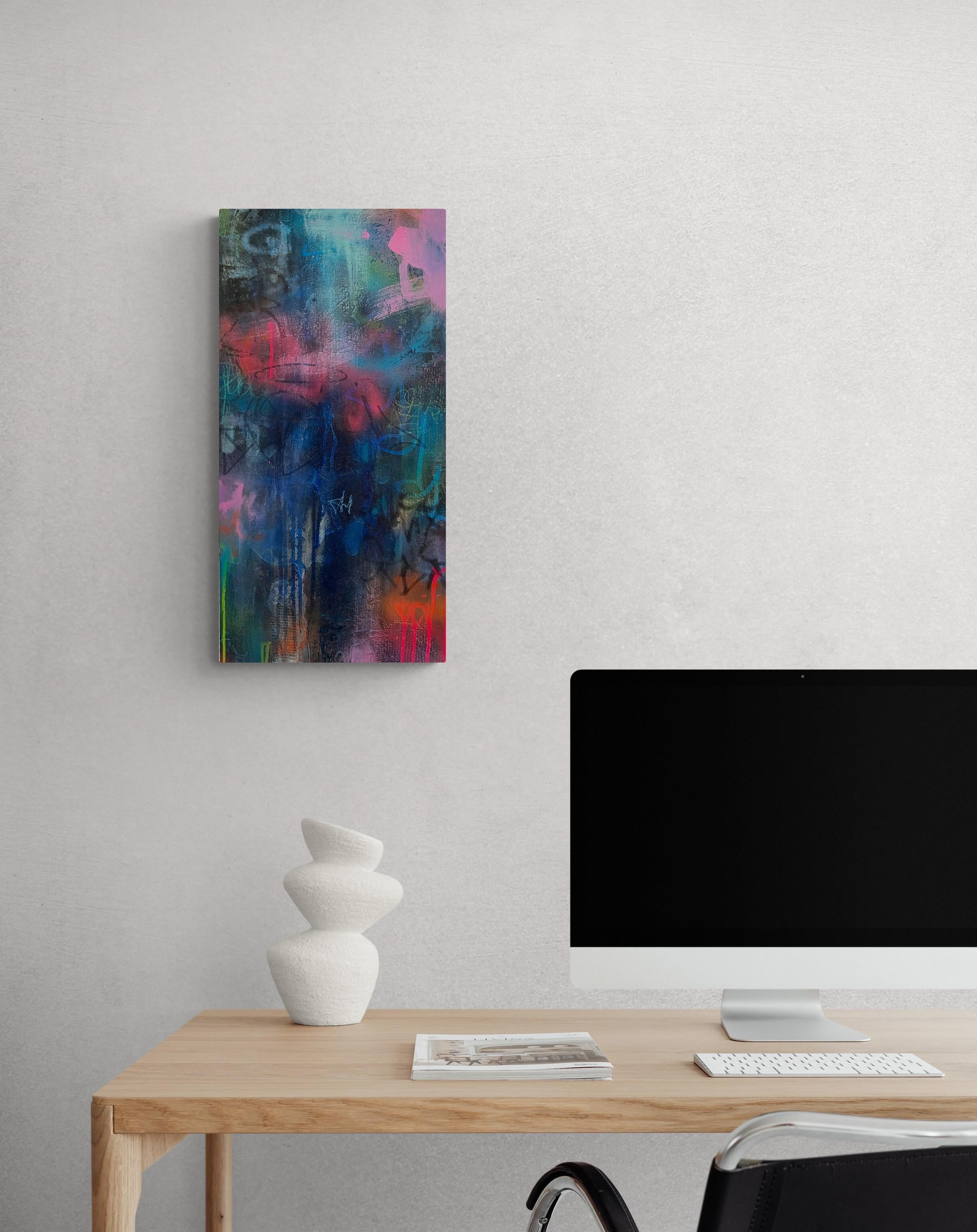 Nightcap (Abstracto, Atmosférico, Negro, Azul, Contemporáneo, Azul Oscuro, Gestual) en venta 7