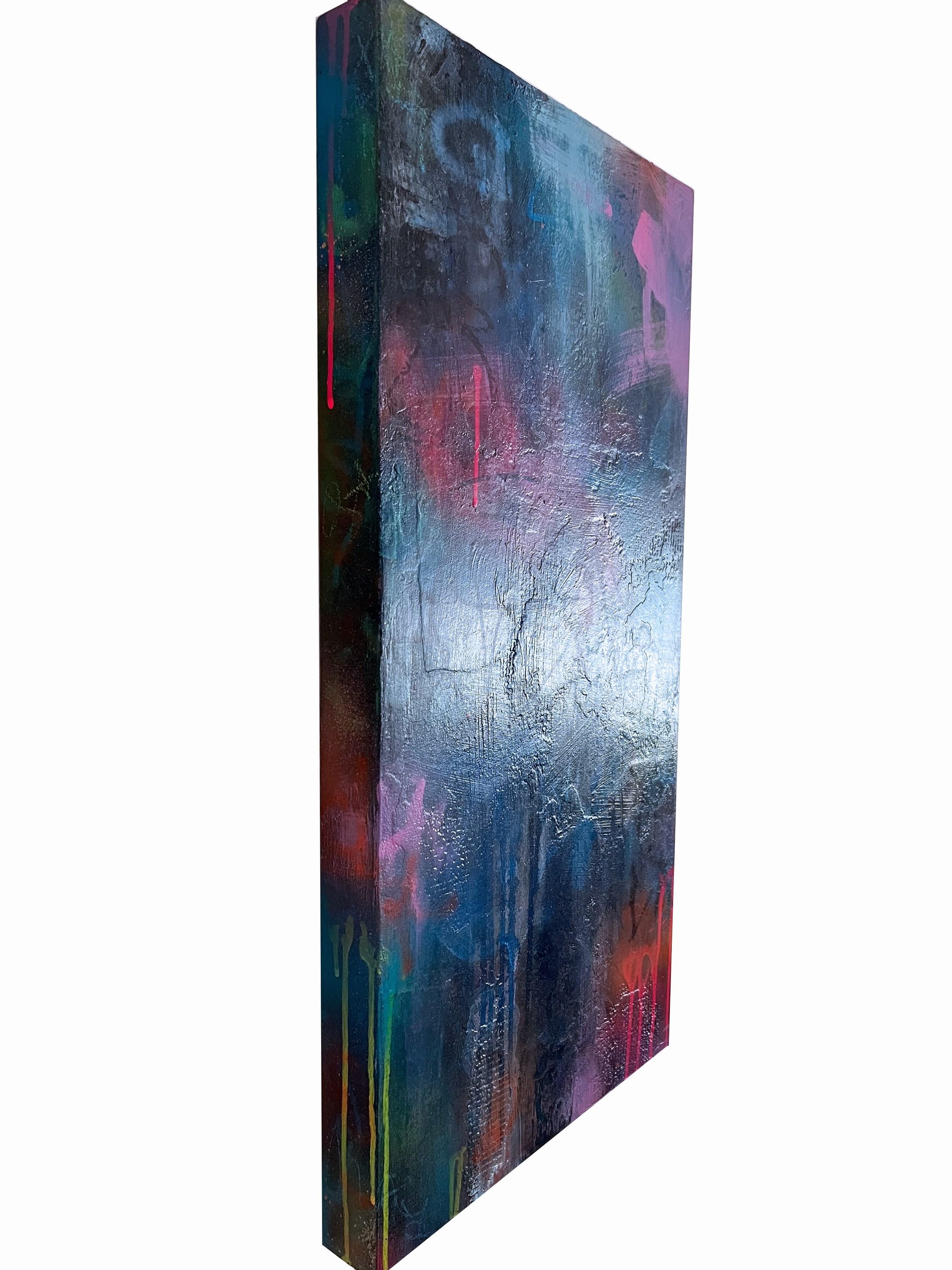 Nightcap (Abstrakt, Atmosphärisch, Schwarz, Blau, Contemporary, Dunkelblau, Gestisch) – Painting von Katrina Revenaugh
