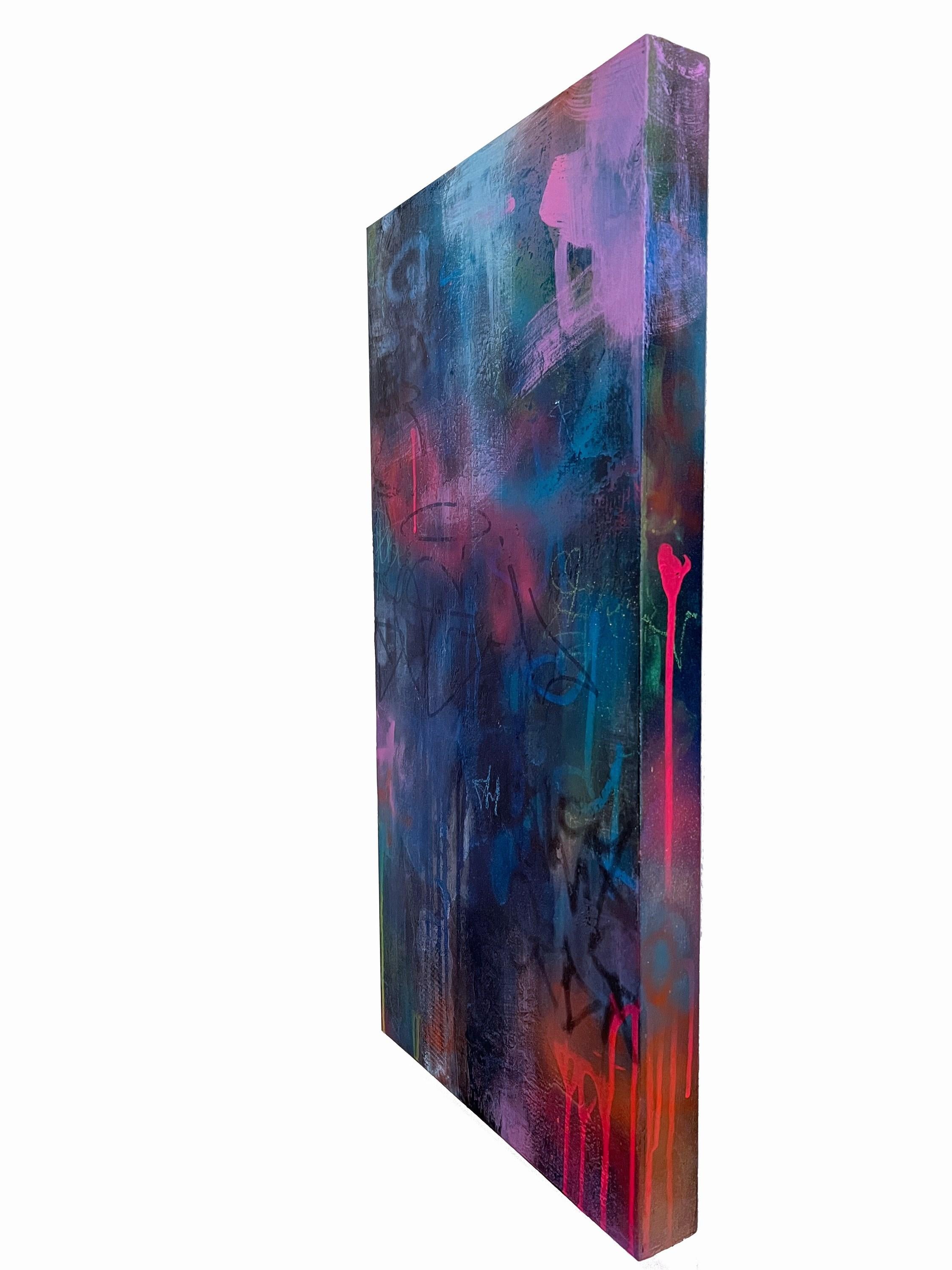 Nightcap (Abstracto, Atmosférico, Negro, Azul, Contemporáneo, Azul Oscuro, Gestual) en venta 1