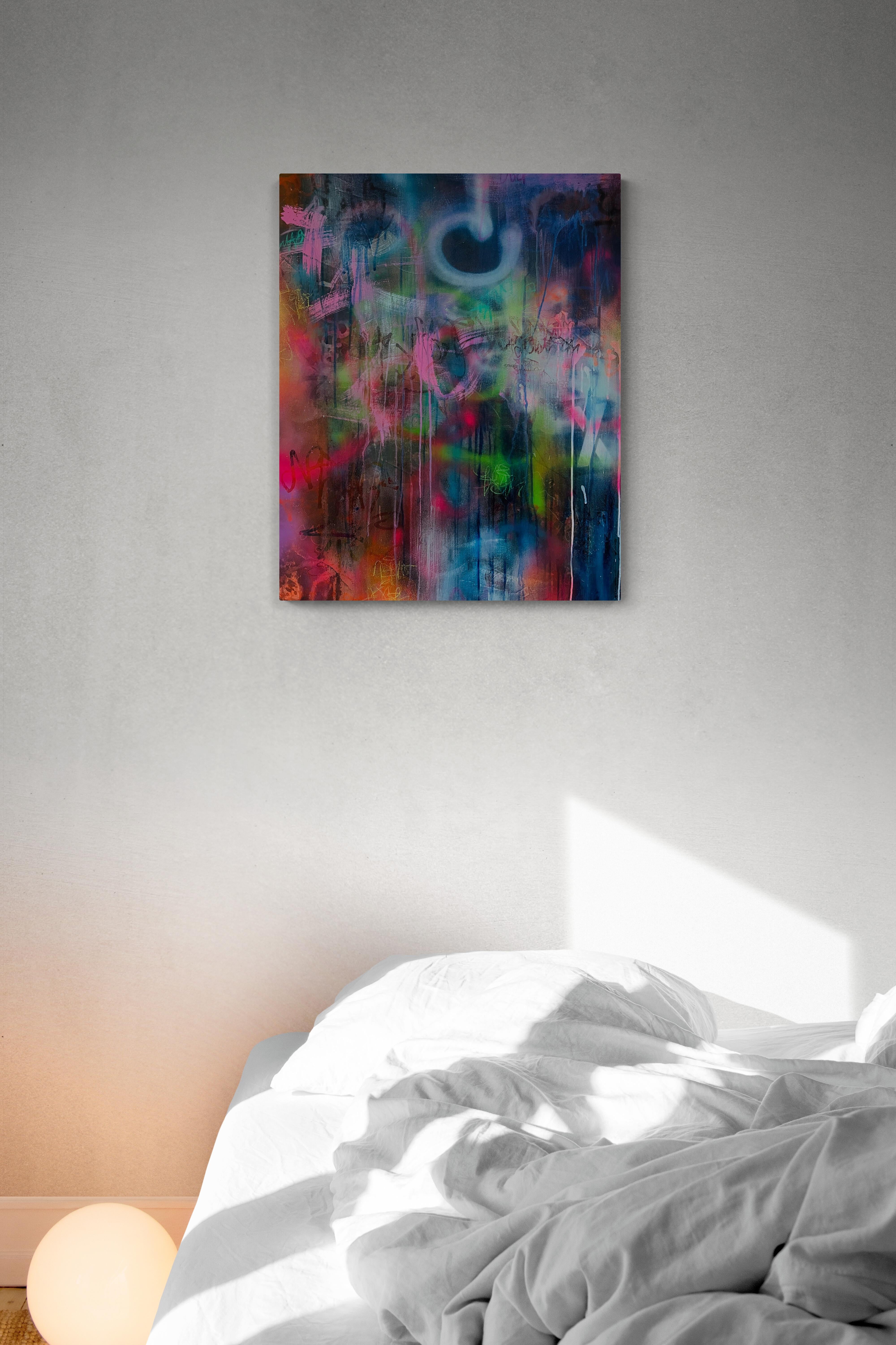 Nightshift (Astratto, Atmosferico, Nero, Blu, Contemporaneo, Blu, Gestuale) in vendita 8