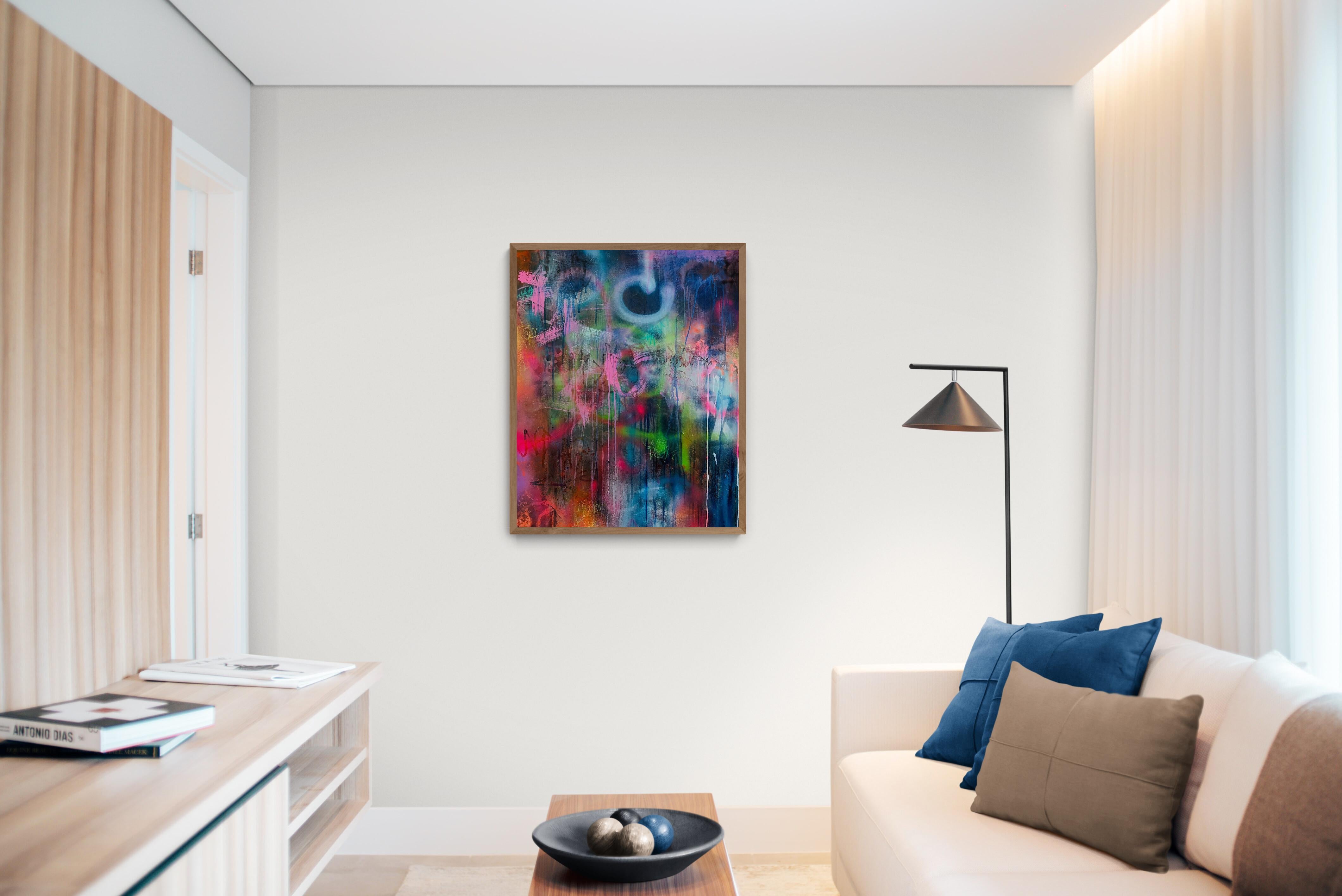 Nightshift (Astratto, Atmosferico, Nero, Blu, Contemporaneo, Blu, Gestuale) in vendita 9