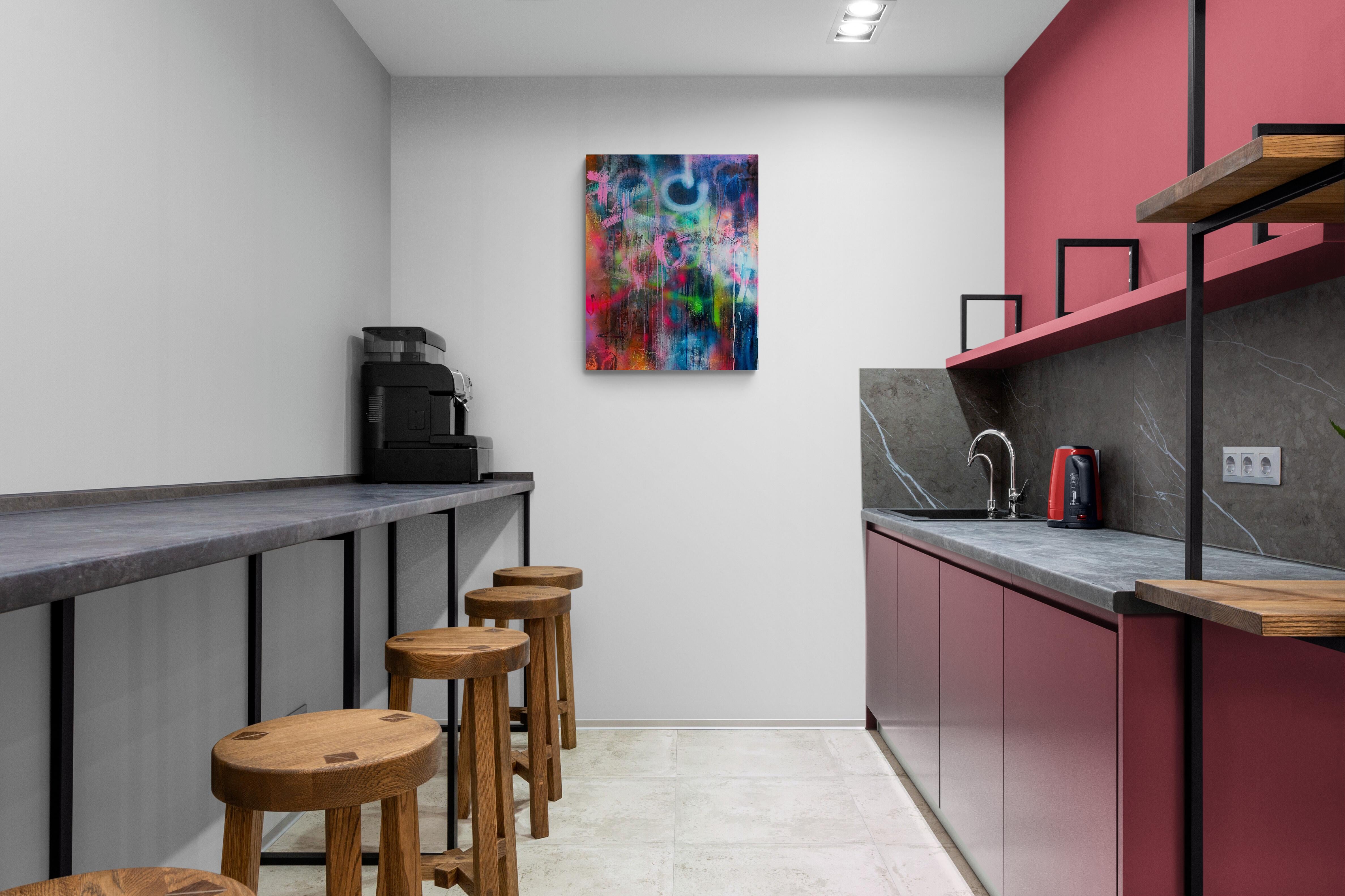 Nightshift (Astratto, Atmosferico, Nero, Blu, Contemporaneo, Blu, Gestuale) in vendita 2