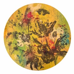 Piccolo Giardino Nr. 12 (Botanisches, Burgunderrot, Schmetterlinge, Blumen, Gold)