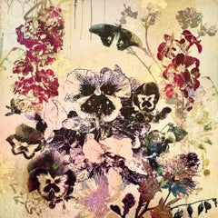 Piccolo Giardino Numero 2 (Botánico, Borgoña, Mariposas, Floral, Oro)