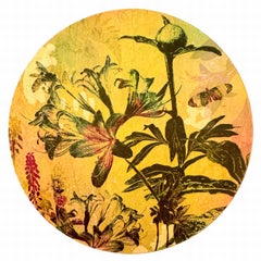 Piccolo Giardino Nr. 4 (Botanisches, Burgunderrot, Schmetterlinge, Blumen, Gold)