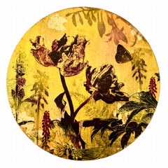 Piccolo Giardino Nr. 5 (Botanisches, Burgunderrot, Schmetterlinge, Blumen, Gold)