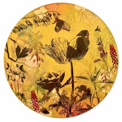 Piccolo Giardino Nr. 6 (Botanisches, Burgunderrot, Schmetterlinge, Blumen, Gold)