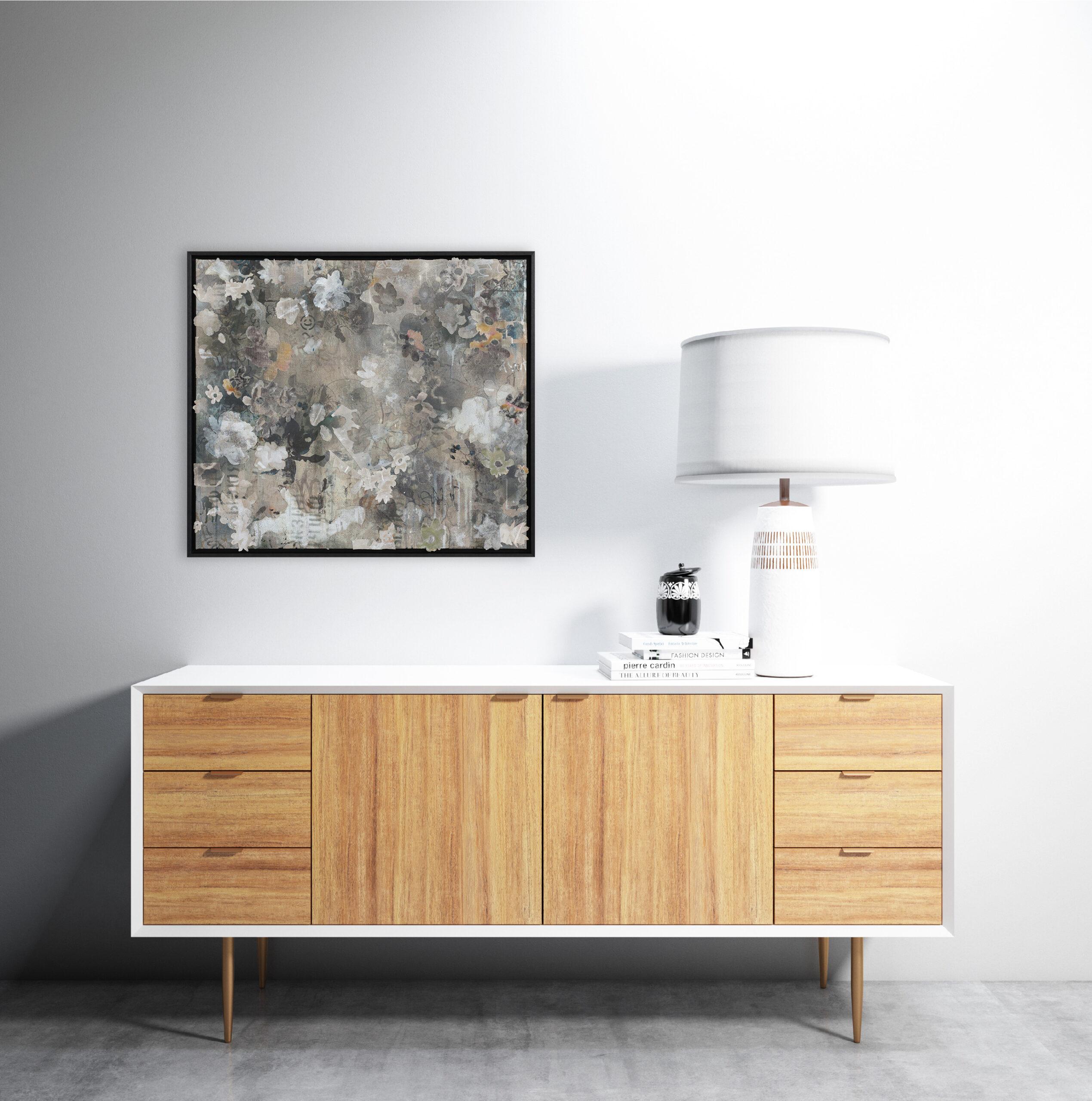 Fiori inaspettati n. 3 - Landscape Painting Grigio di Katrina Revenaugh